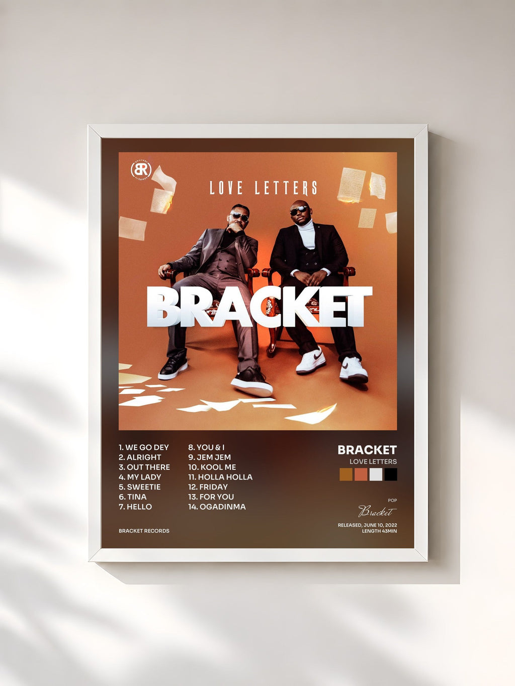 #blanc Love Letters von Bracket als gerahmter Kunstdruck, weißer Rahmen, gedruckt und gerahmt in Frankreich