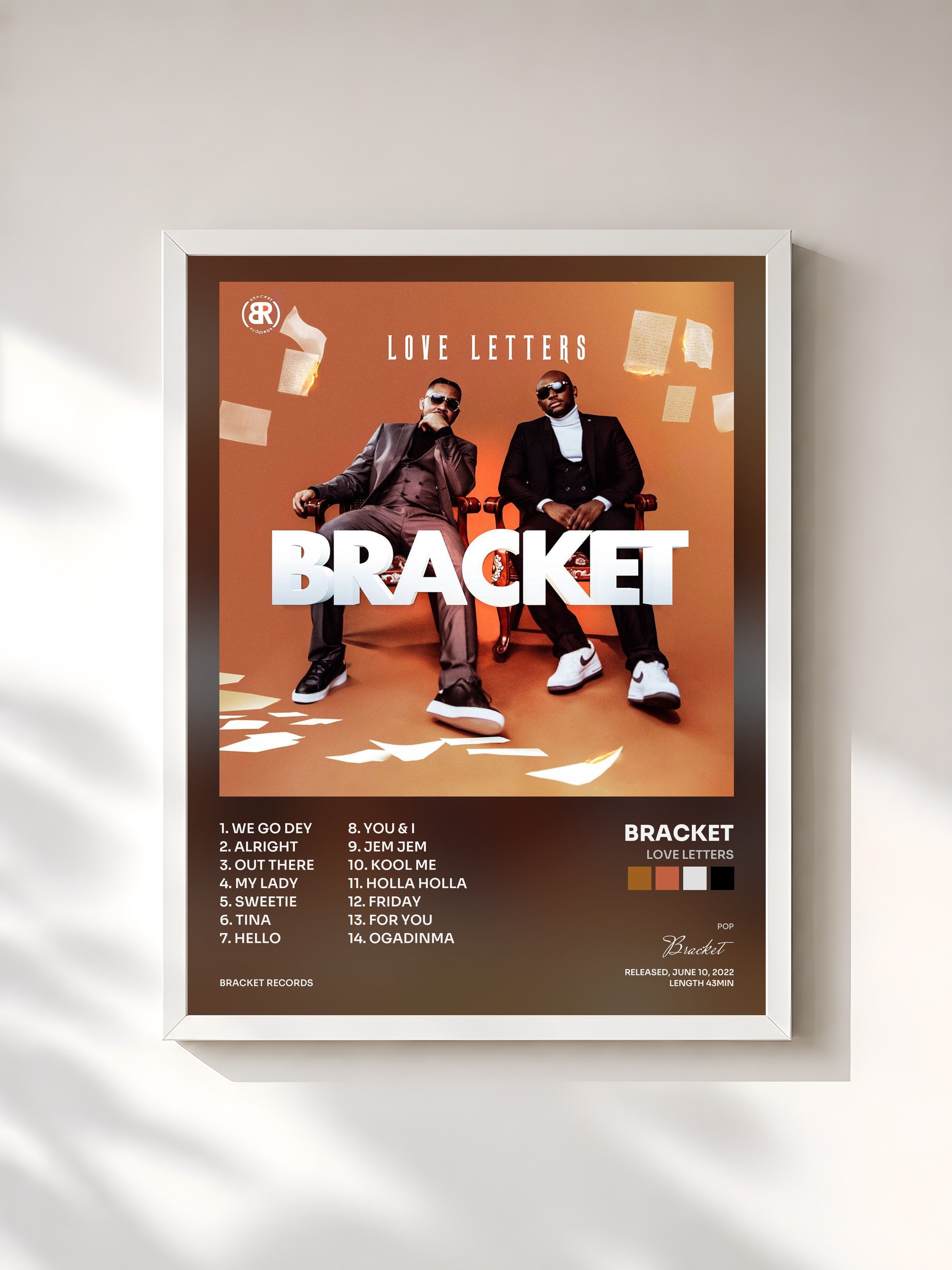 #blanc Tableau de l'album Love Letters de Bracket, cadre blanc, imprimé et encadré en France