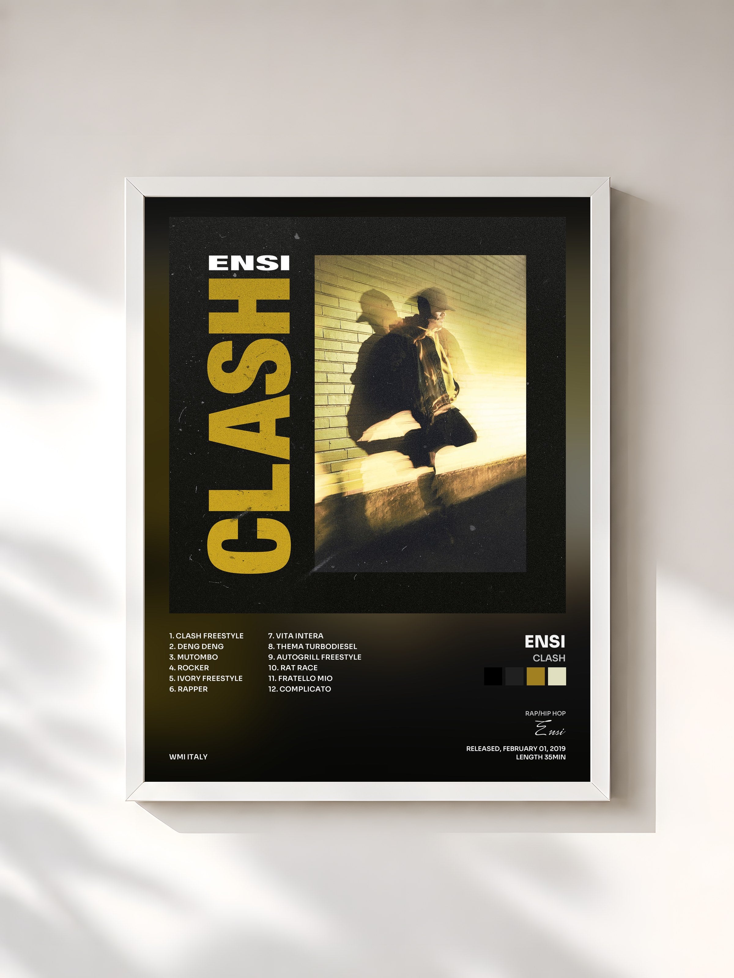 #blanc Tableau de l'album CLASH de Ensi, cadre blanc, imprimé et encadré en France