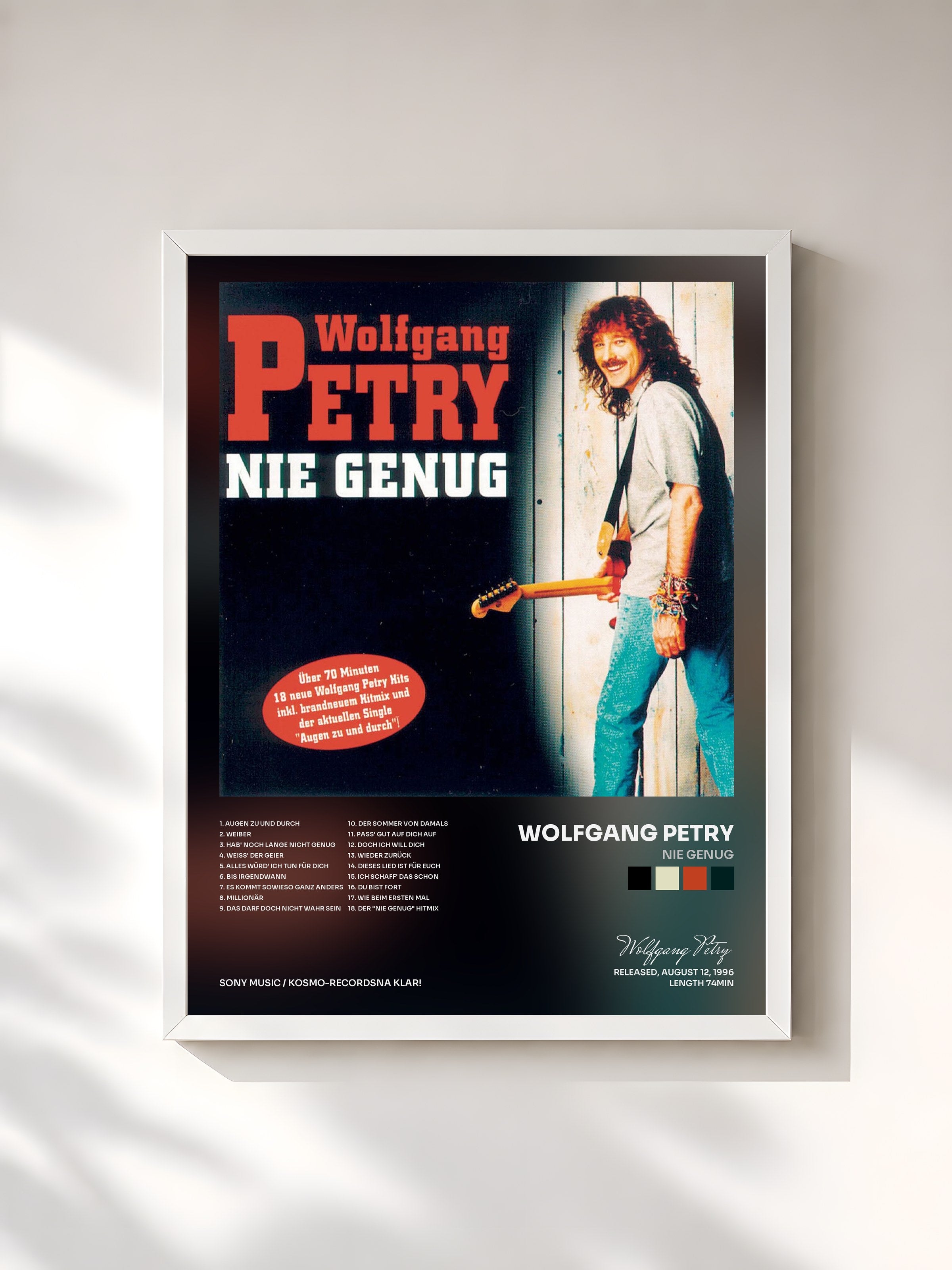 #blanc Tableau de l'album Nie genug de Wolfgang Petry, cadre blanc, imprimé et encadré en France