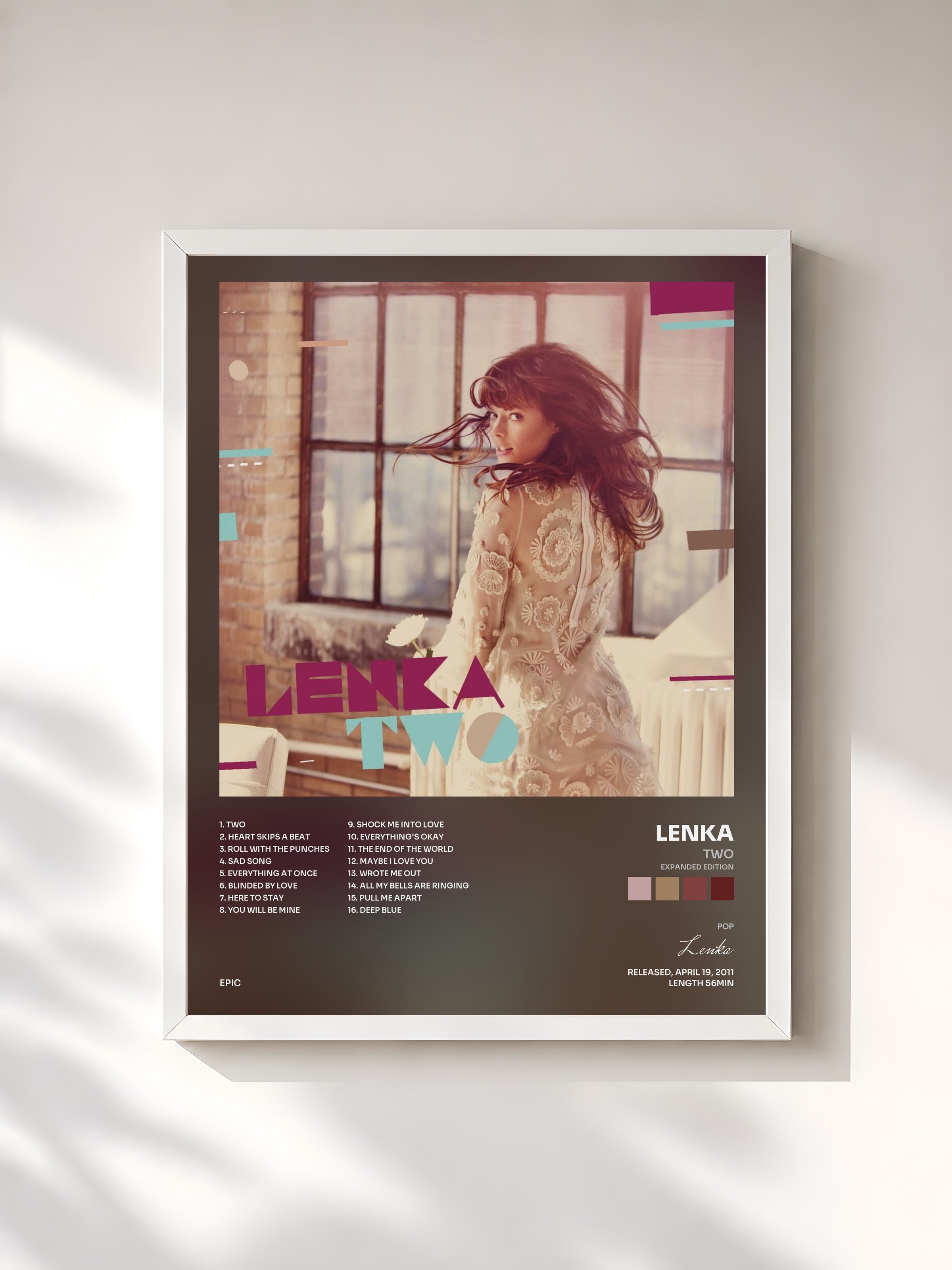#blanc Tableau de l'album Two (Expanded Edition) de Lenka, cadre blanc, imprimé et encadré en France