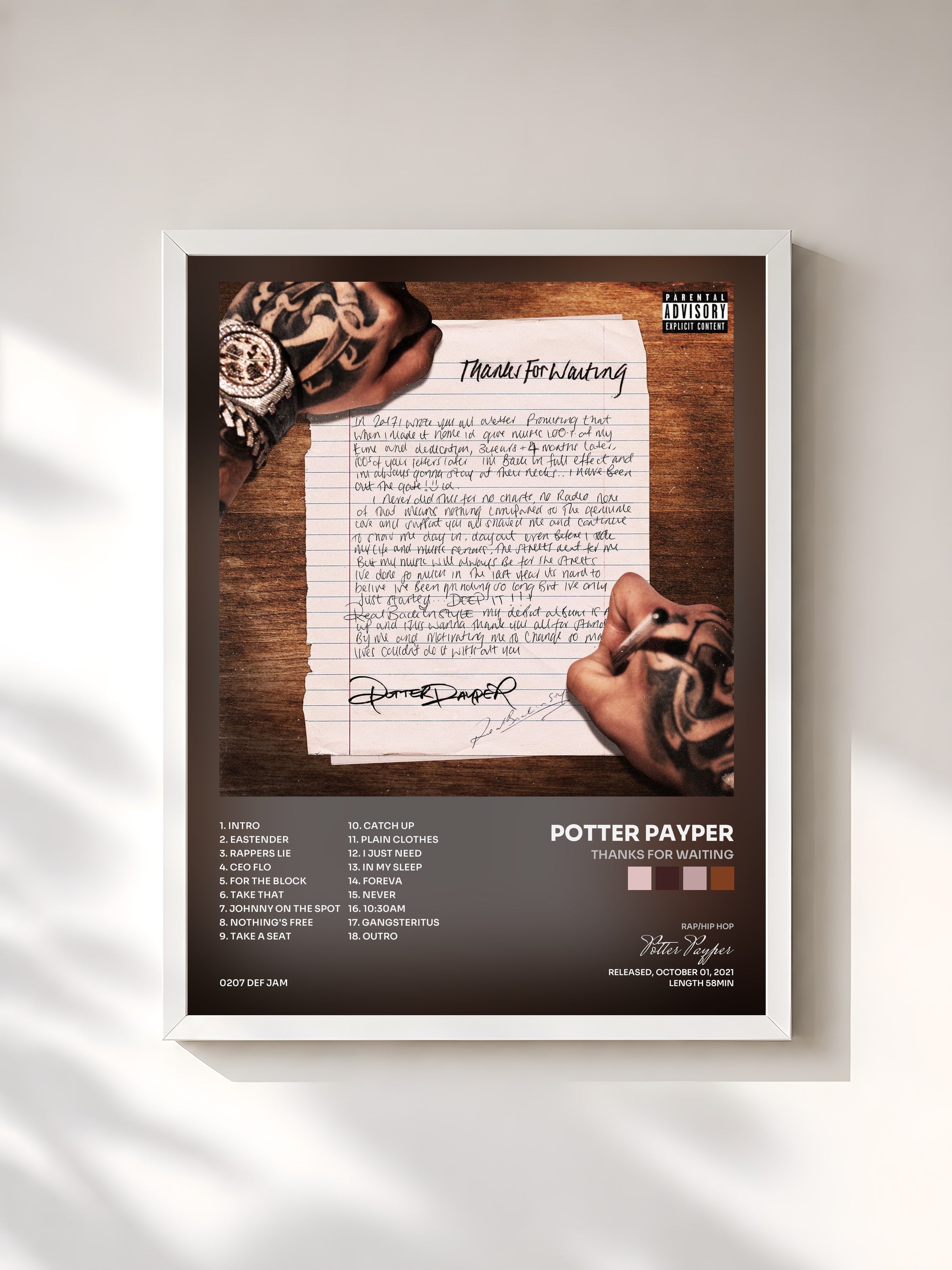 #blanc Tableau de l'album Thanks For Waiting de Potter Payper, cadre blanc, imprimé et encadré en France