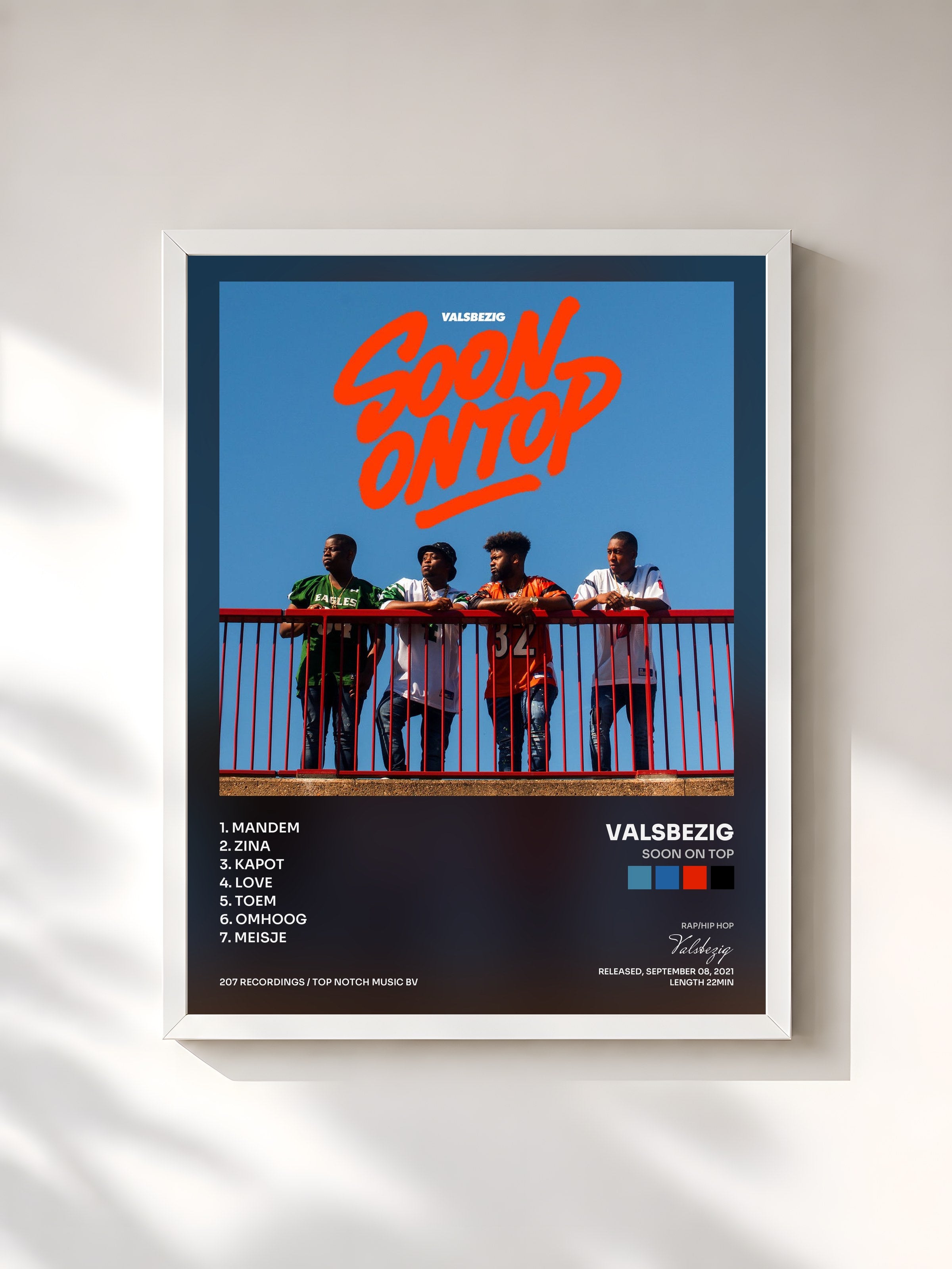#blanc Tableau de l'album Soon On Top de Valsbezig, cadre blanc, imprimé et encadré en France