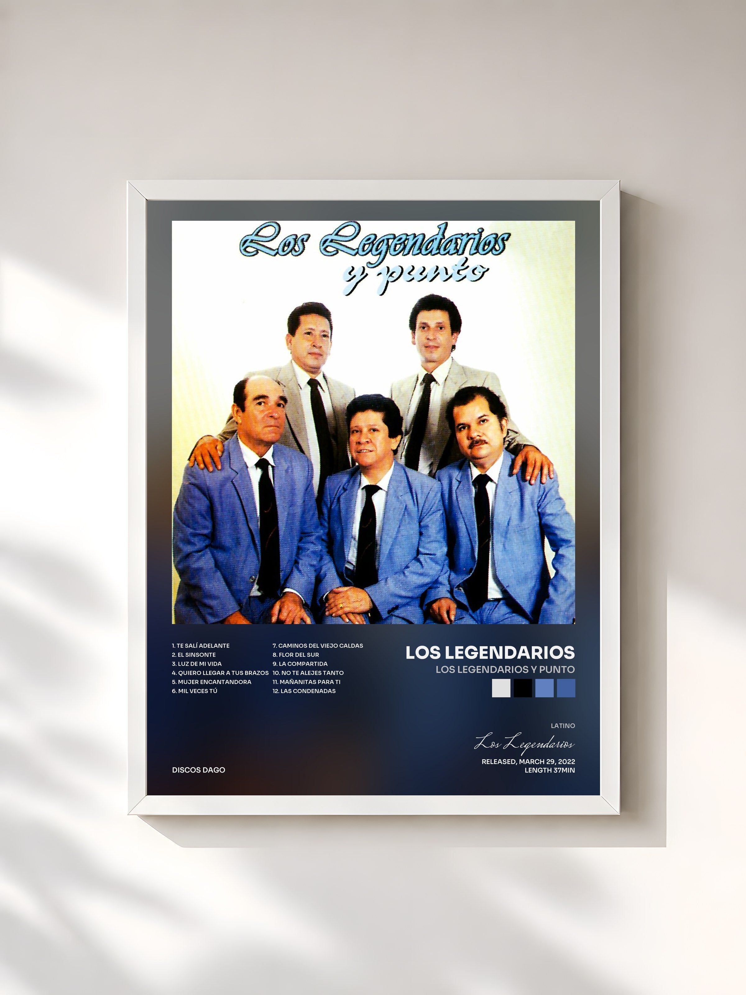 #blanc Tableau de l'album Los Legendarios y Punto de Los Legendarios, cadre blanc, imprimé et encadré en France