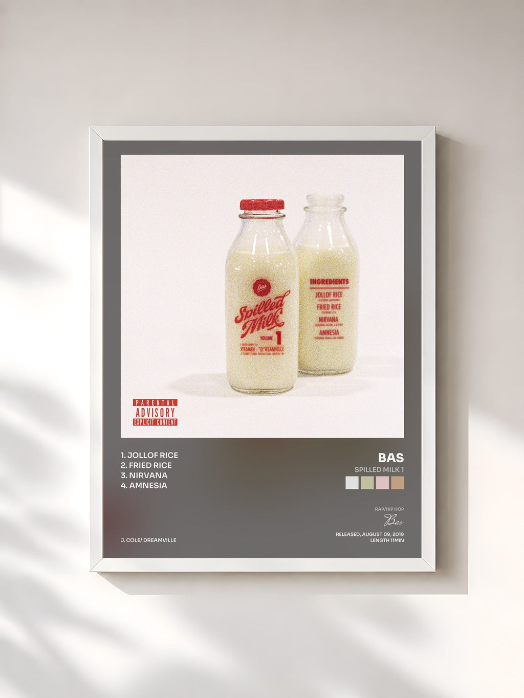 #blanc Spilled Milk 1 von Bas als gerahmter Kunstdruck, weißer Rahmen, gedruckt und gerahmt in Frankreich