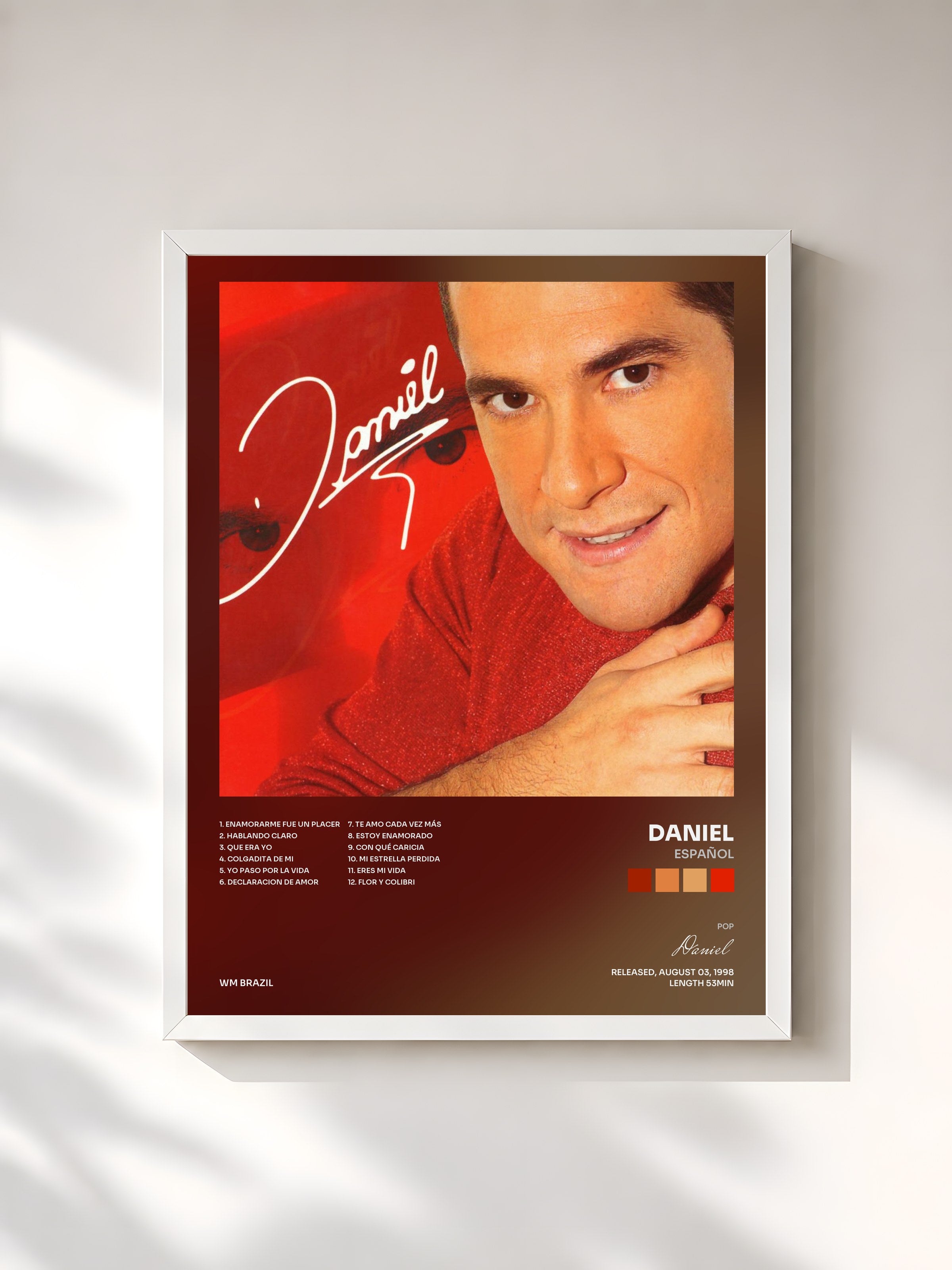 #blanc Tableau de l'album Español de Daniel, cadre blanc, imprimé et encadré en France