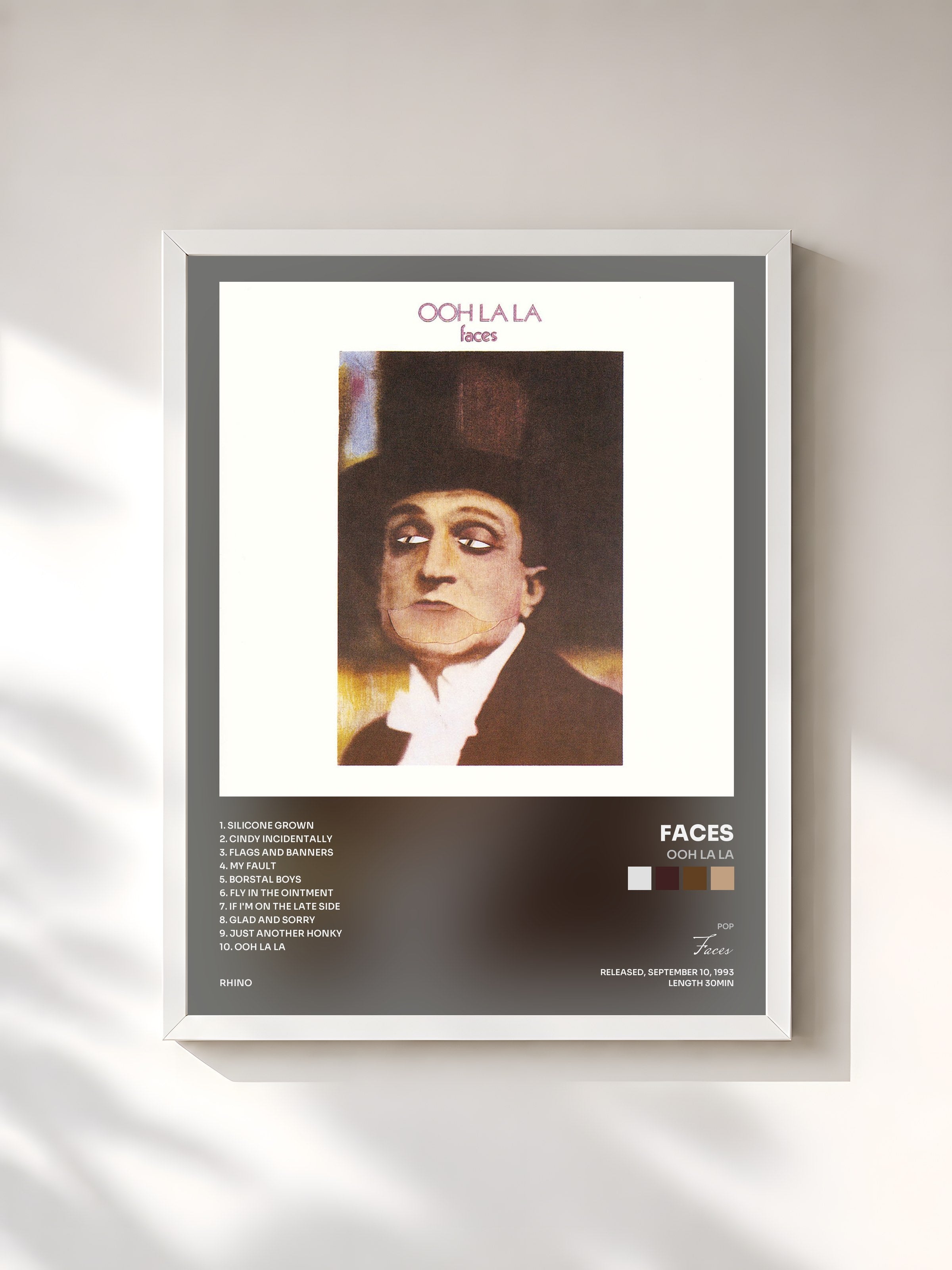#blanc Tableau de l'album Ooh La La de Faces, cadre blanc, imprimé et encadré en France