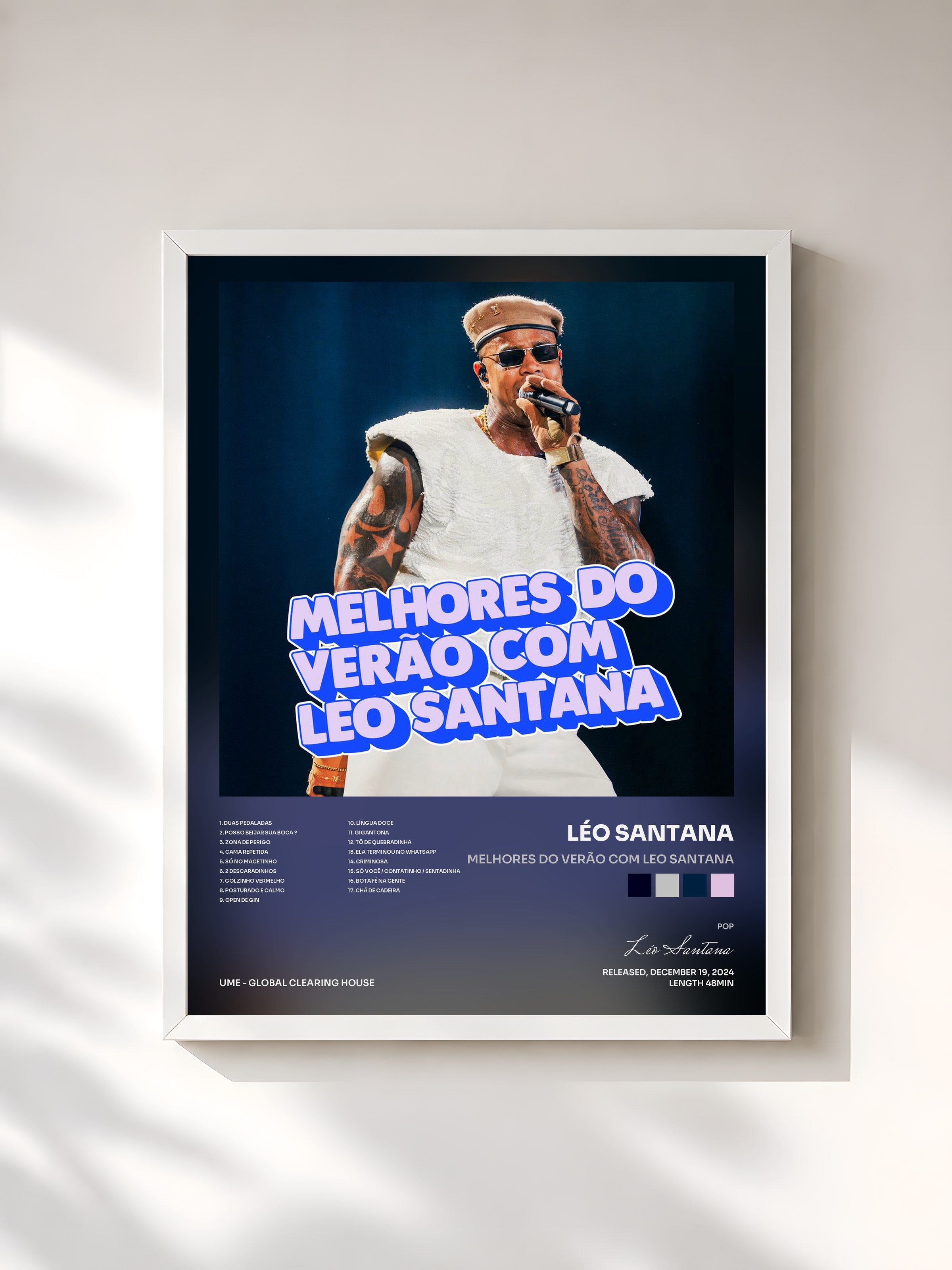 #blanc Tableau de l'album Melhores do Verão com Leo Santana de Léo Santana, cadre blanc, imprimé et encadré en France