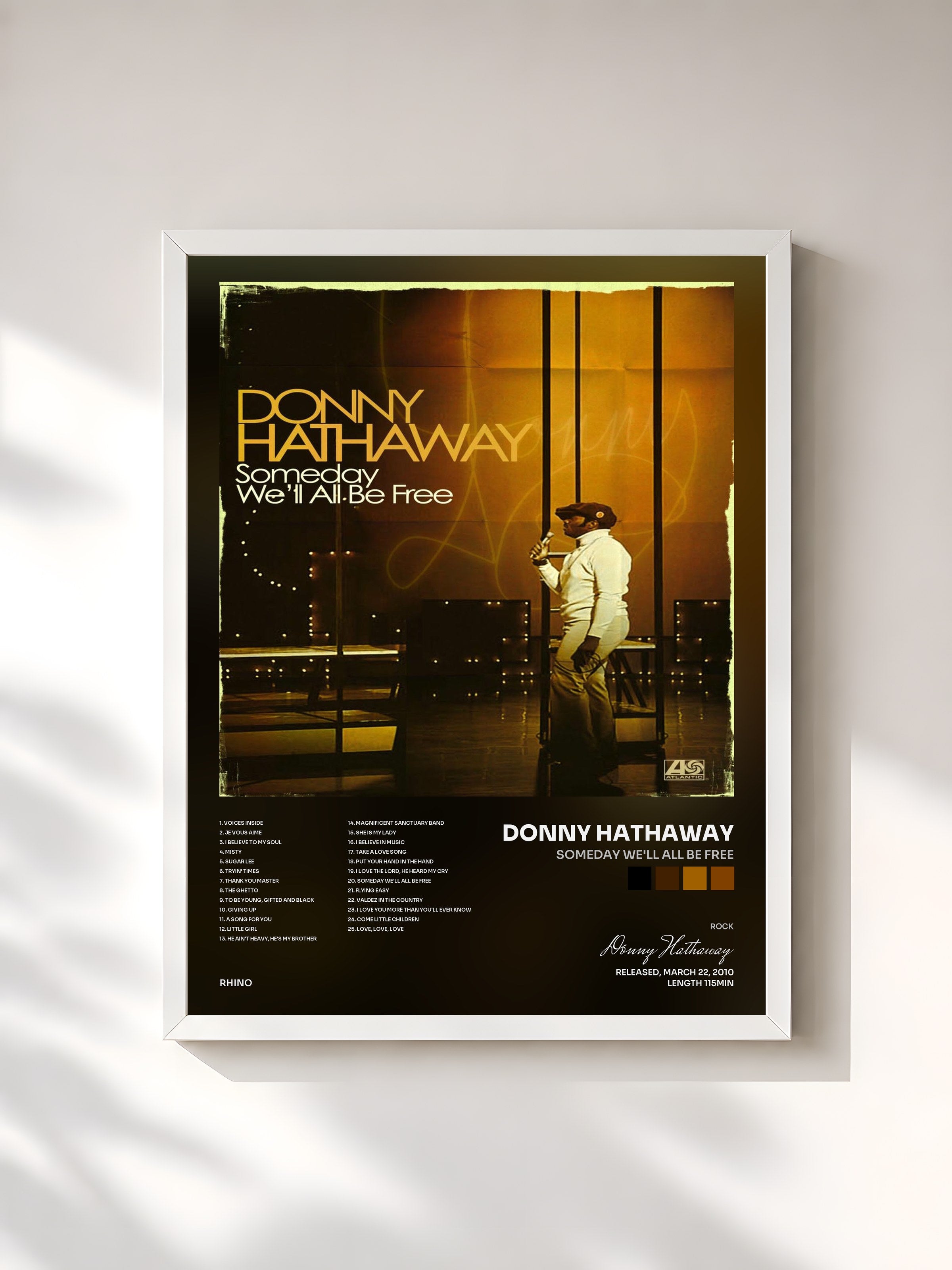 #blanc Tableau de l'album Someday We'll All Be Free de Donny Hathaway, cadre blanc, imprimé et encadré en France