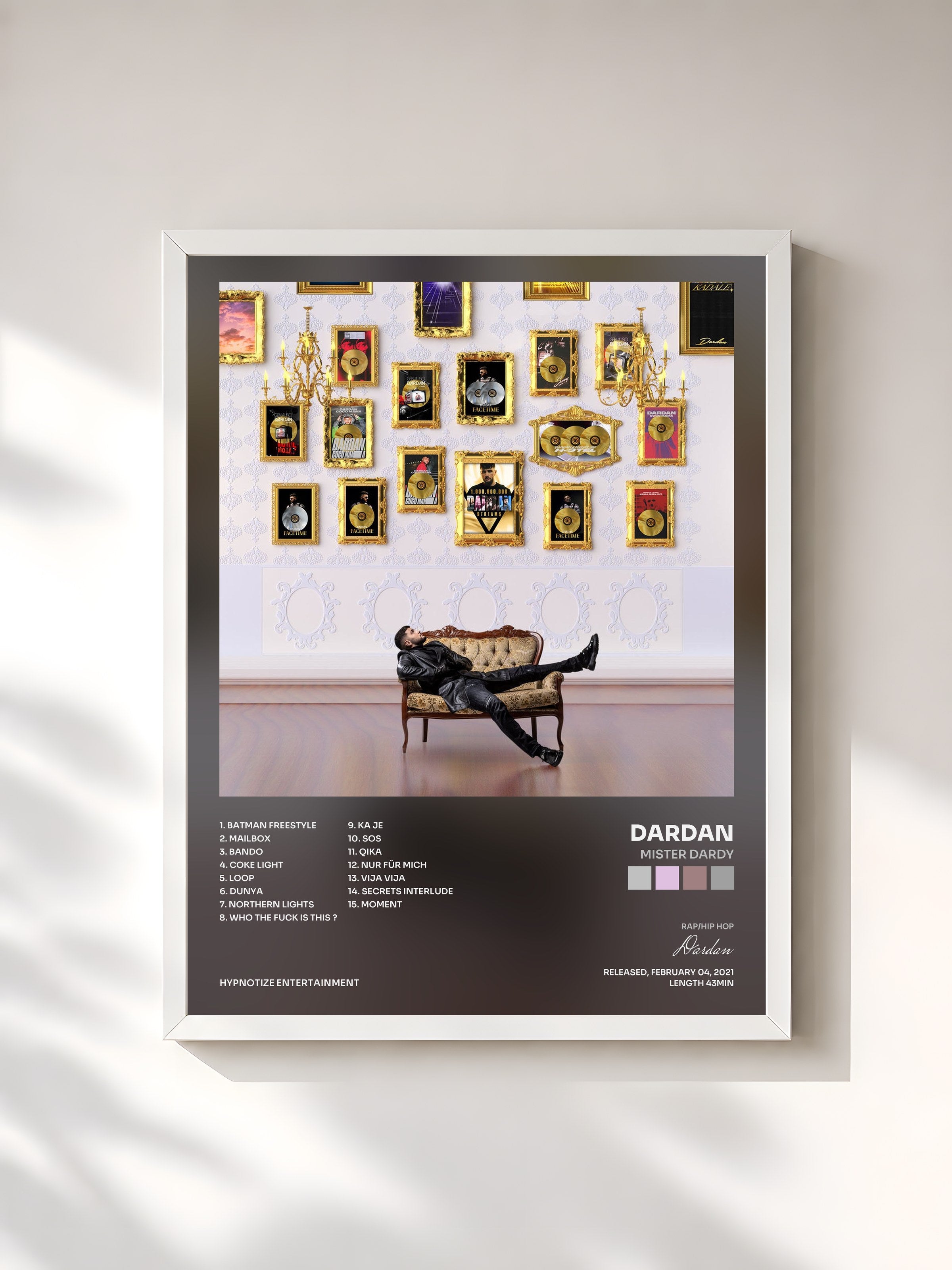 #blanc Tableau de l'album MISTER DARDY de Dardan, cadre blanc, imprimé et encadré en France