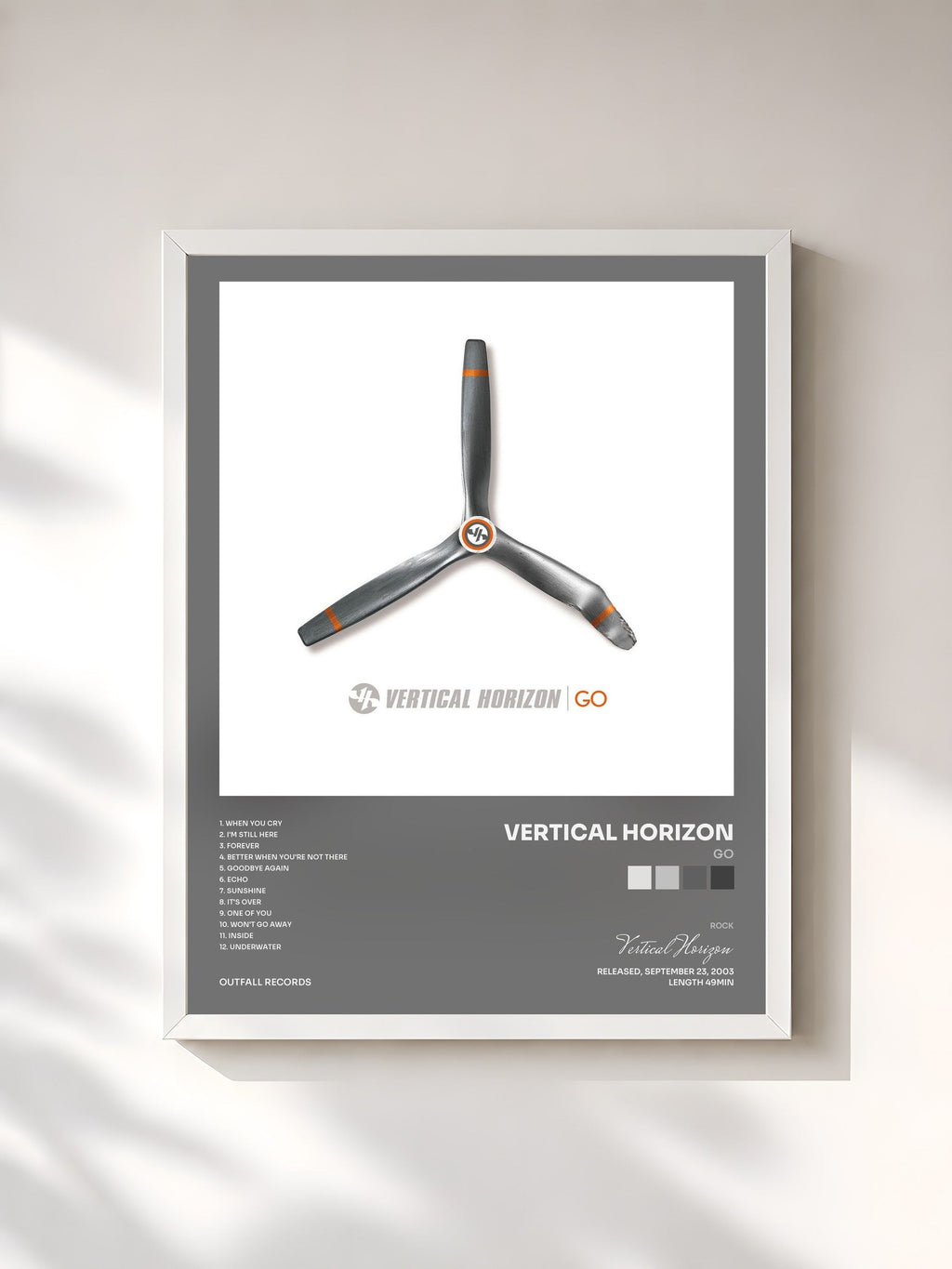 #blanc Tableau de l'album Go de Vertical Horizon, cadre blanc, imprimé et encadré en France