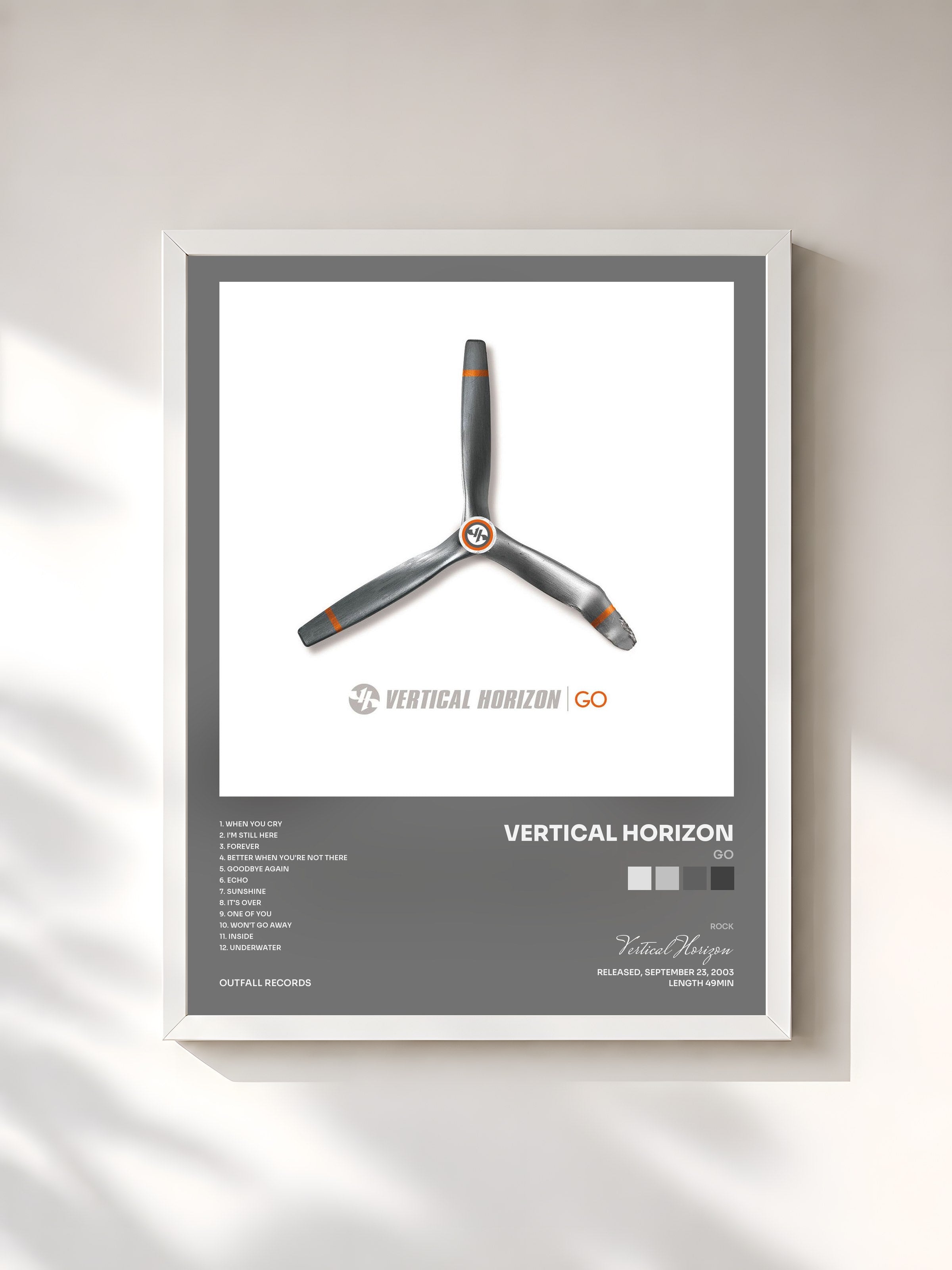 #blanc Tableau de l'album Go de Vertical Horizon, cadre blanc, imprimé et encadré en France