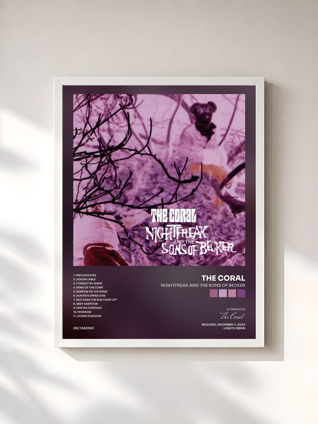 #blanc Tableau de l'album Nightfreak And The Sons Of Becker de The Coral, cadre blanc, imprimé et encadré en France