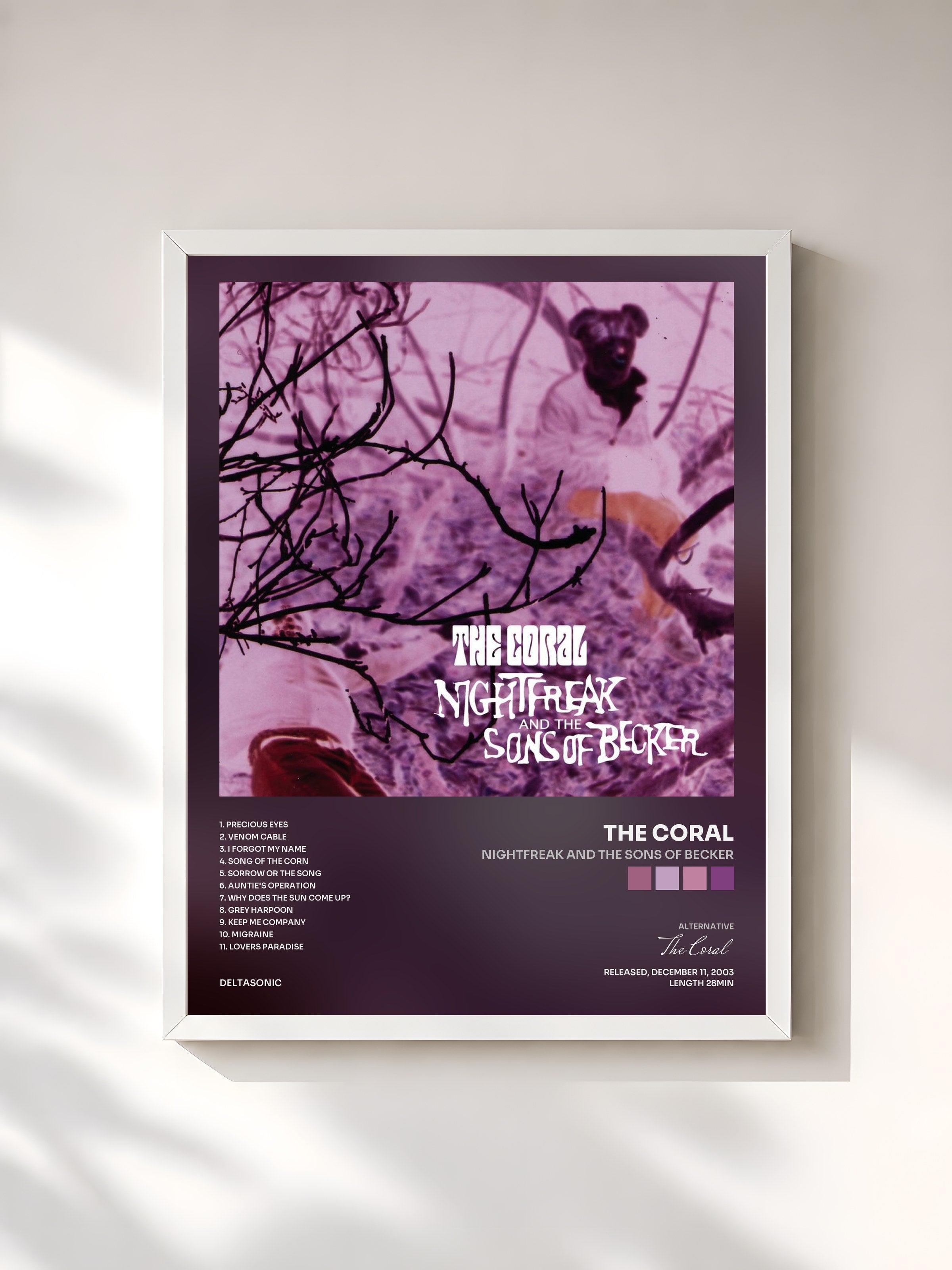 #blanc Tableau de l'album Nightfreak And The Sons Of Becker de The Coral, cadre blanc, imprimé et encadré en France