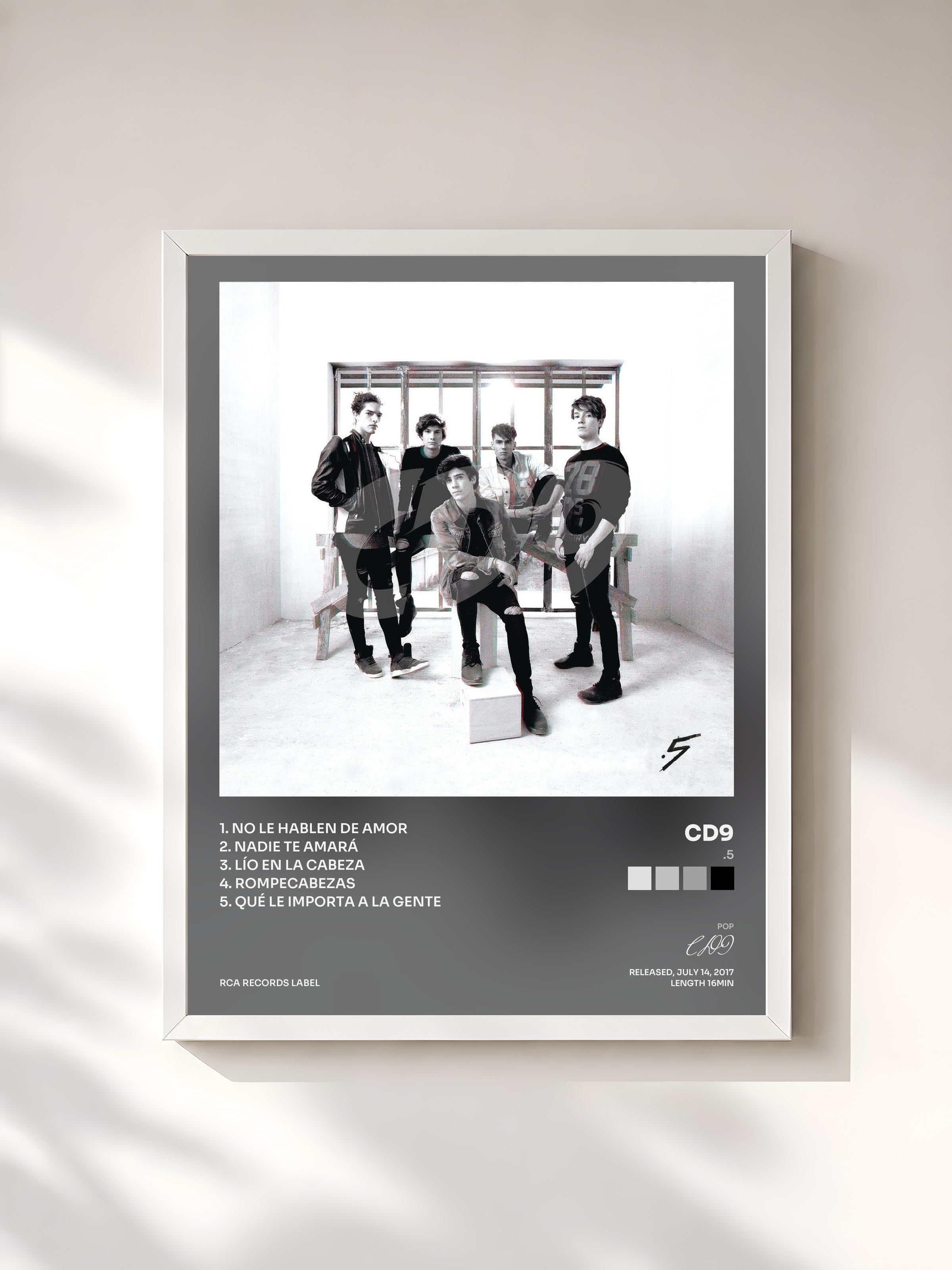 #blanc Tableau de l'album .5 de CD9, cadre blanc, imprimé et encadré en France