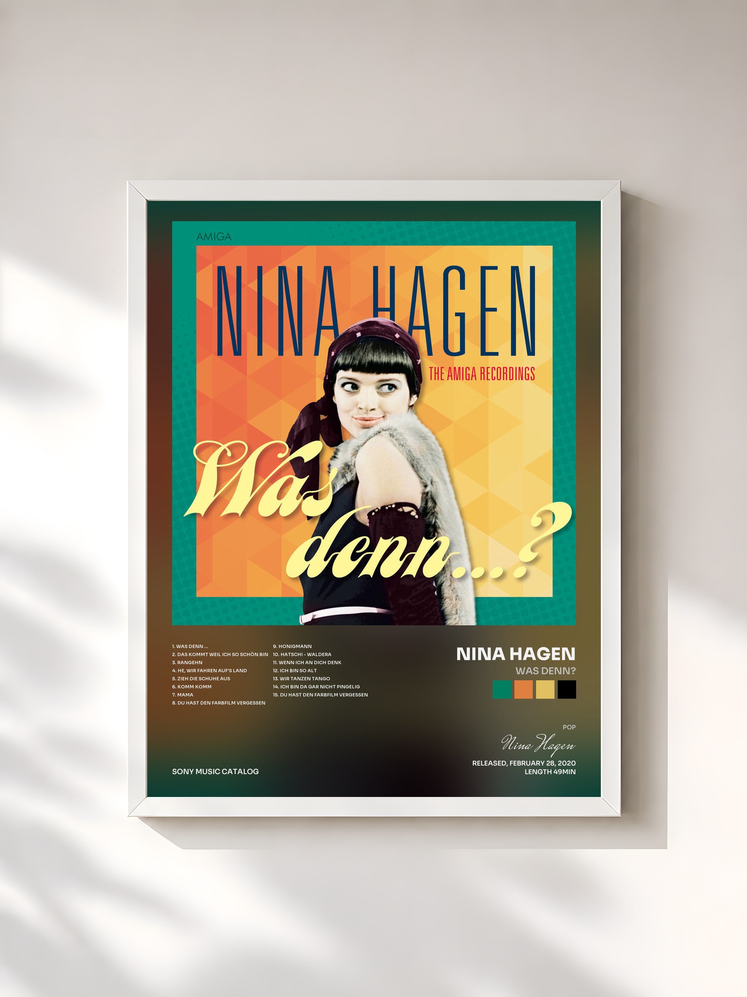 #blanc Tableau de l'album Was denn? de Nina Hagen, cadre blanc, imprimé et encadré en France