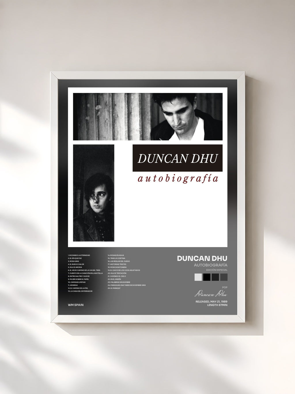 #blanc Tableau de l'album Autobiografía (Edición especial) de Duncan Dhu, cadre blanc, imprimé et encadré en France