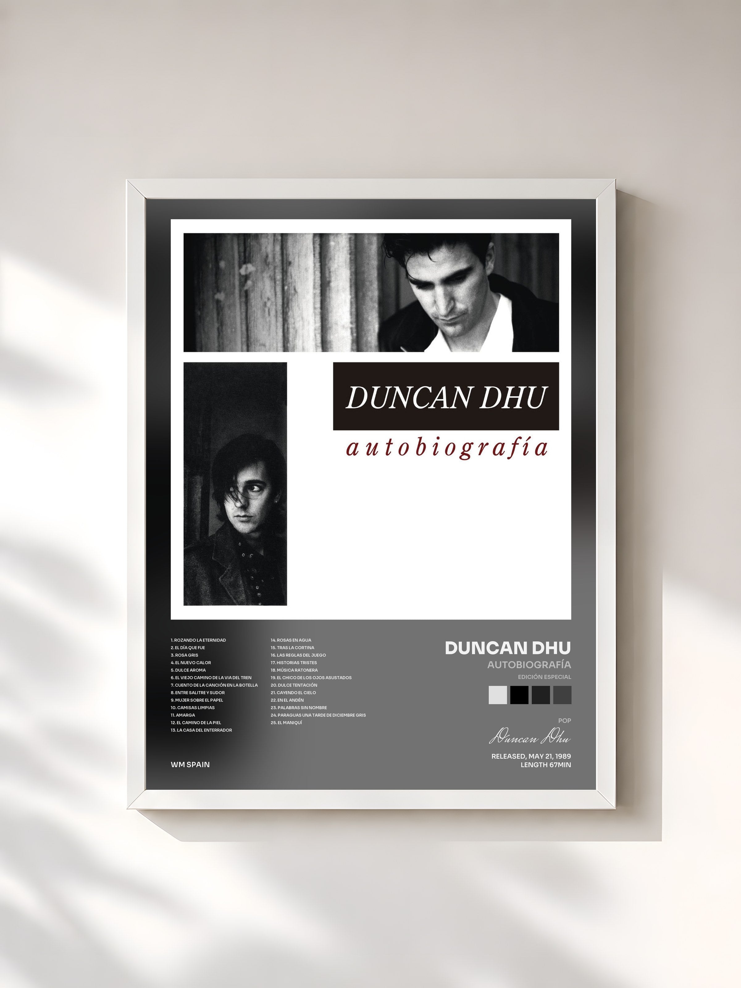 #blanc Tableau de l'album Autobiografía (Edición especial) de Duncan Dhu, cadre blanc, imprimé et encadré en France
