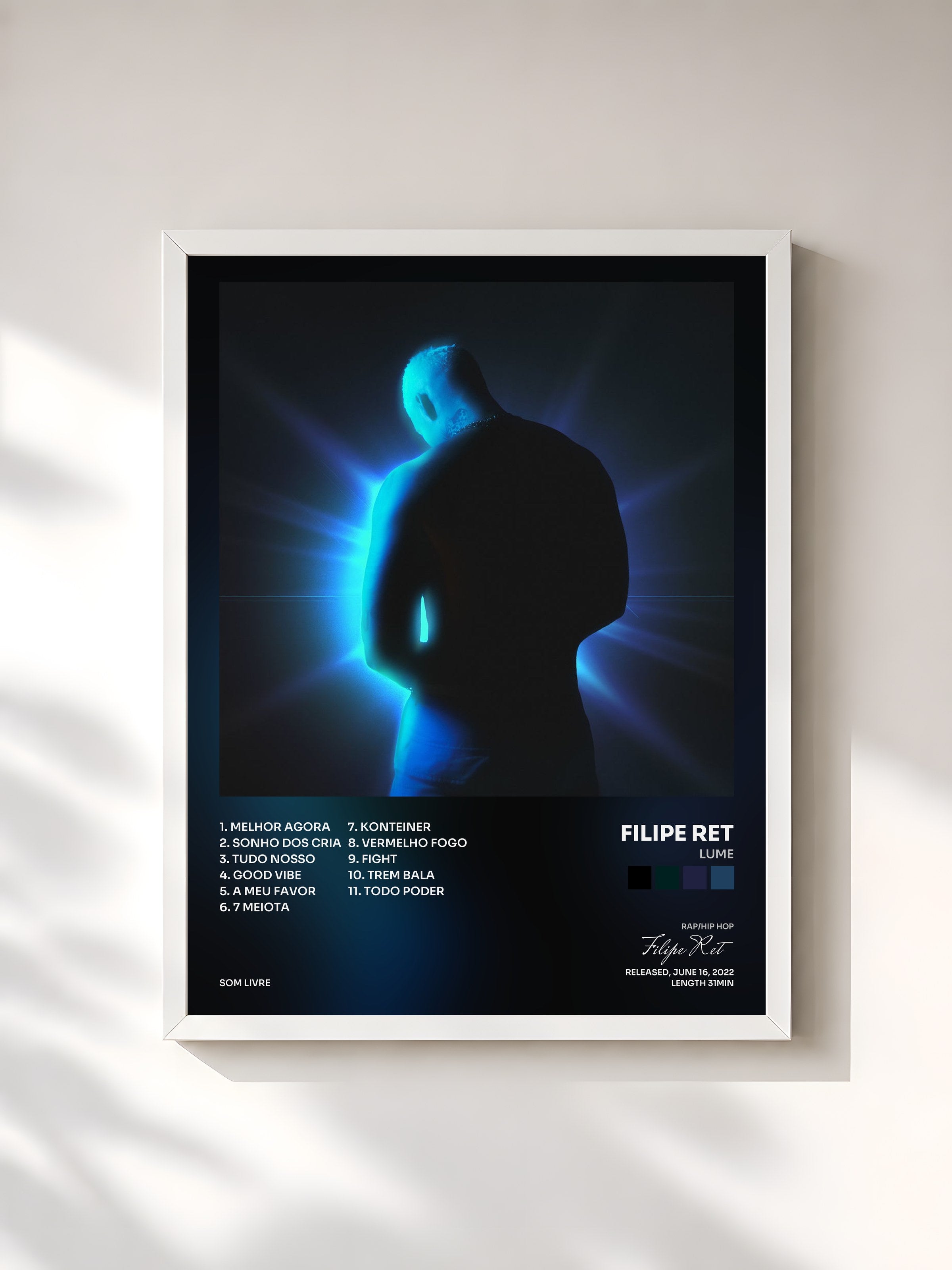 #blanc Tableau de l'album LUME de Filipe Ret, cadre blanc, imprimé et encadré en France