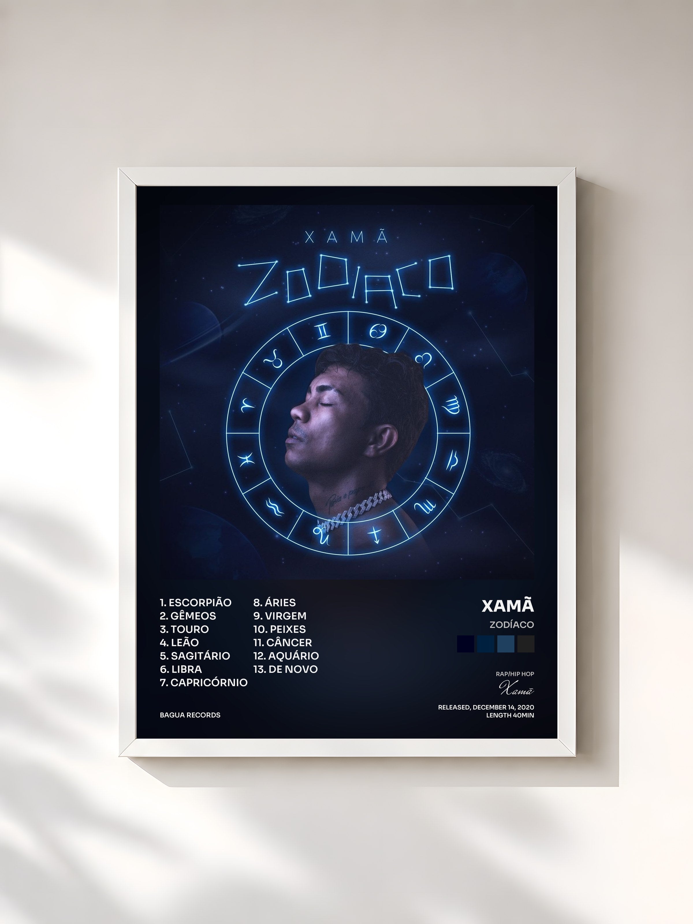 #blanc Tableau de l'album Zodíaco de Xamã, cadre blanc, imprimé et encadré en France