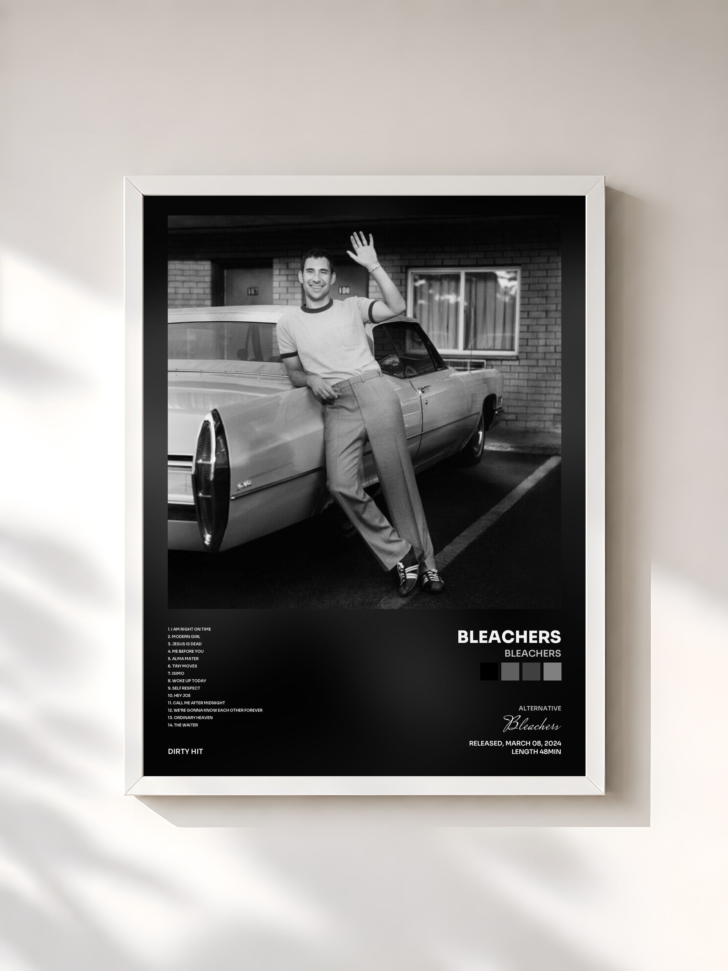 #blanc Tableau de l'album Bleachers de Bleachers, cadre blanc, imprimé et encadré en France