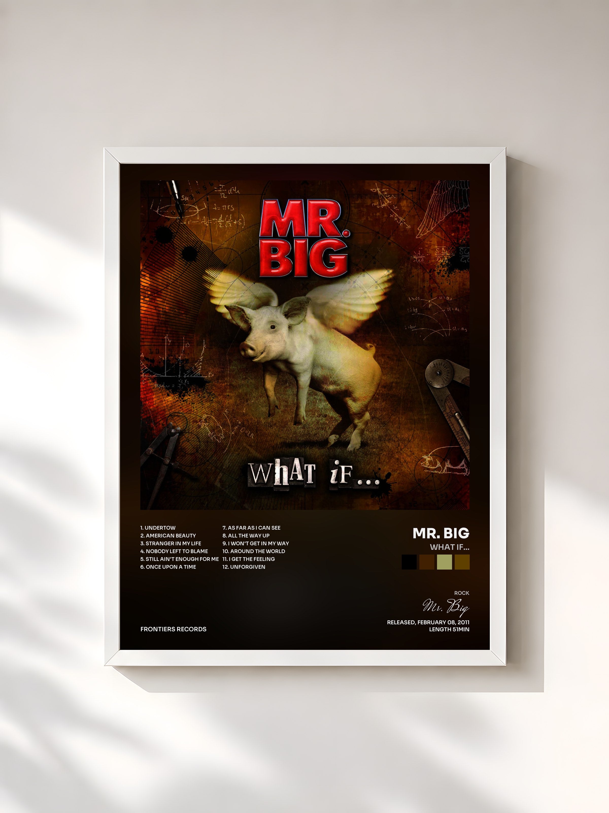 #blanc Tableau de l'album What If... de Mr. Big, cadre blanc, imprimé et encadré en France