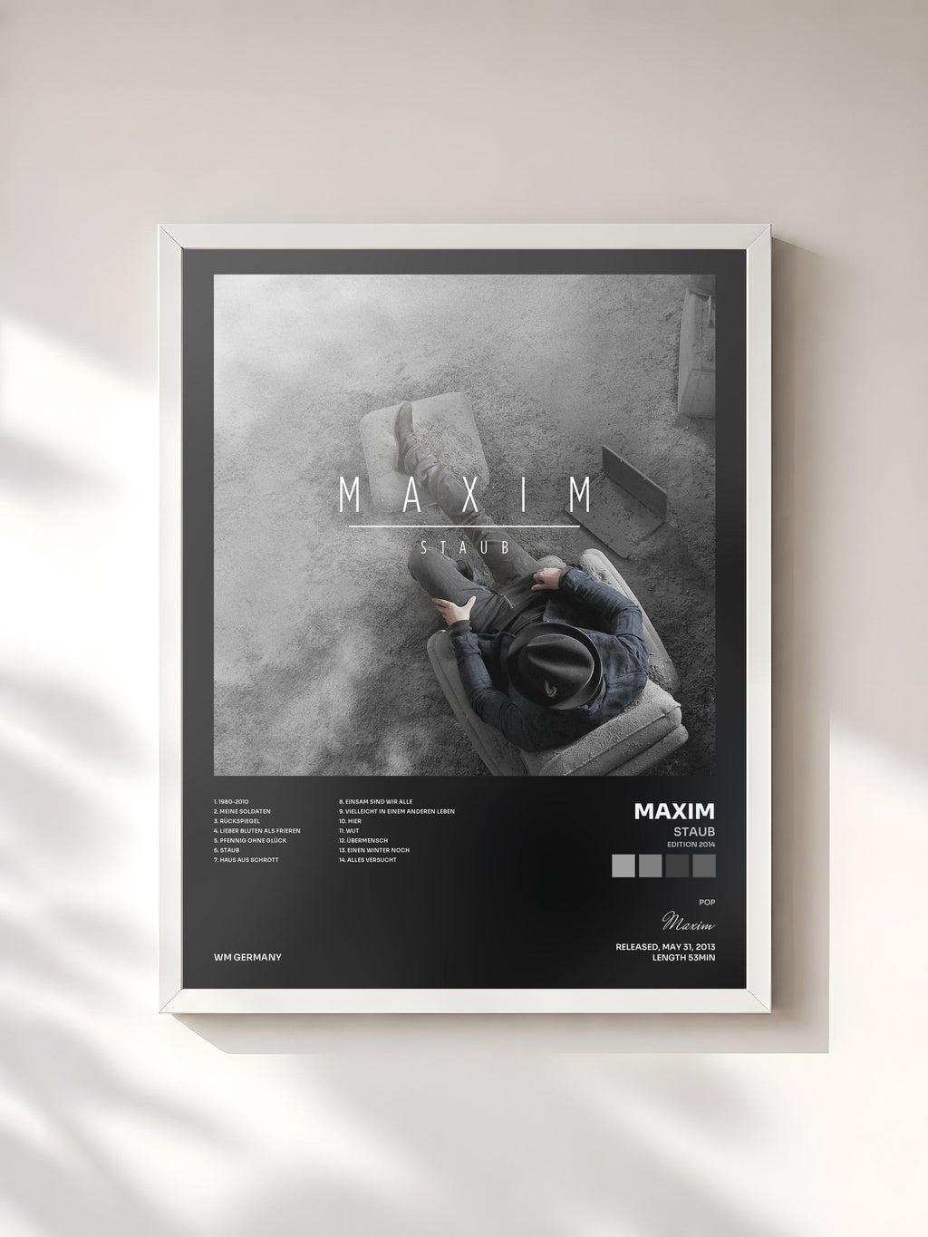 #blanc Tableau de l'album Staub (Edition 2014) de Maxim, cadre blanc, imprimé et encadré en France