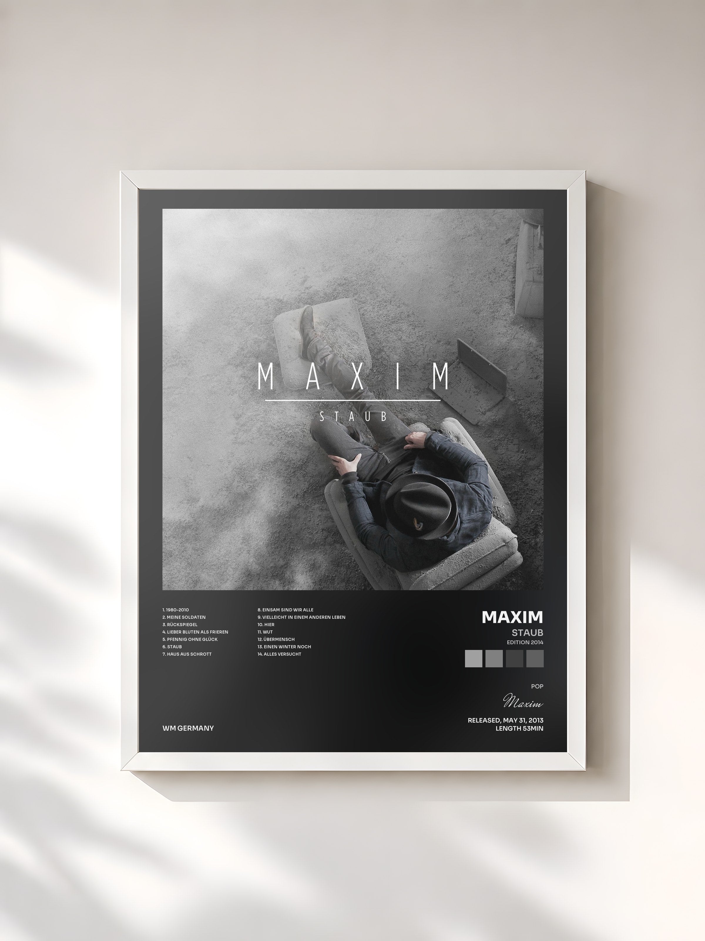 #blanc Tableau de l'album Staub (Edition 2014) de Maxim, cadre blanc, imprimé et encadré en France