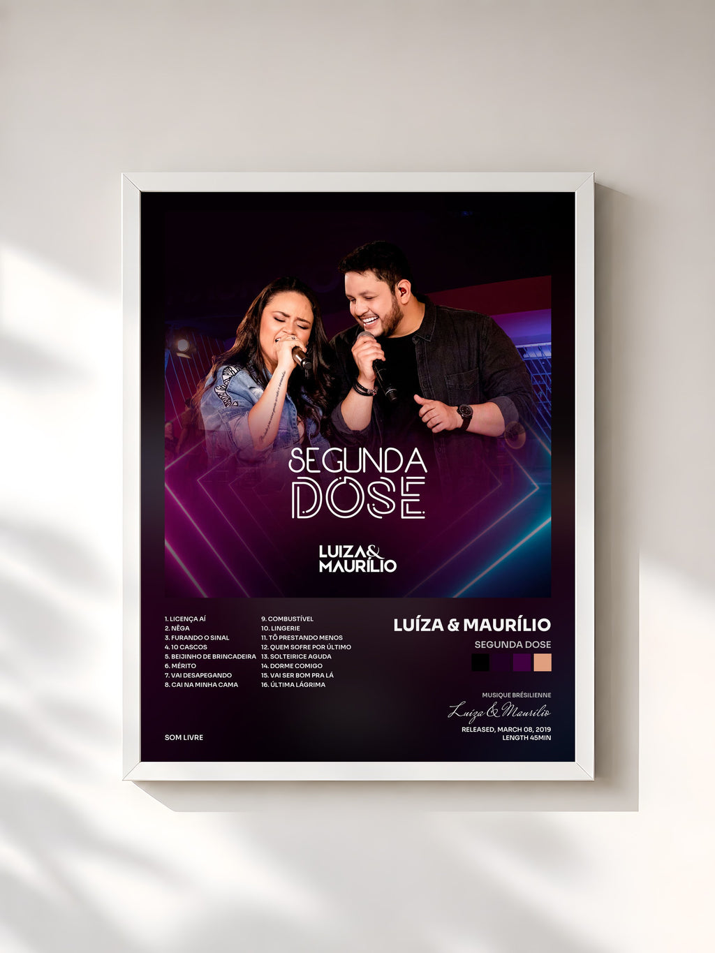 #blanc Tableau de l'album Segunda Dose de Luíza & Maurílio, cadre blanc, imprimé et encadré en France