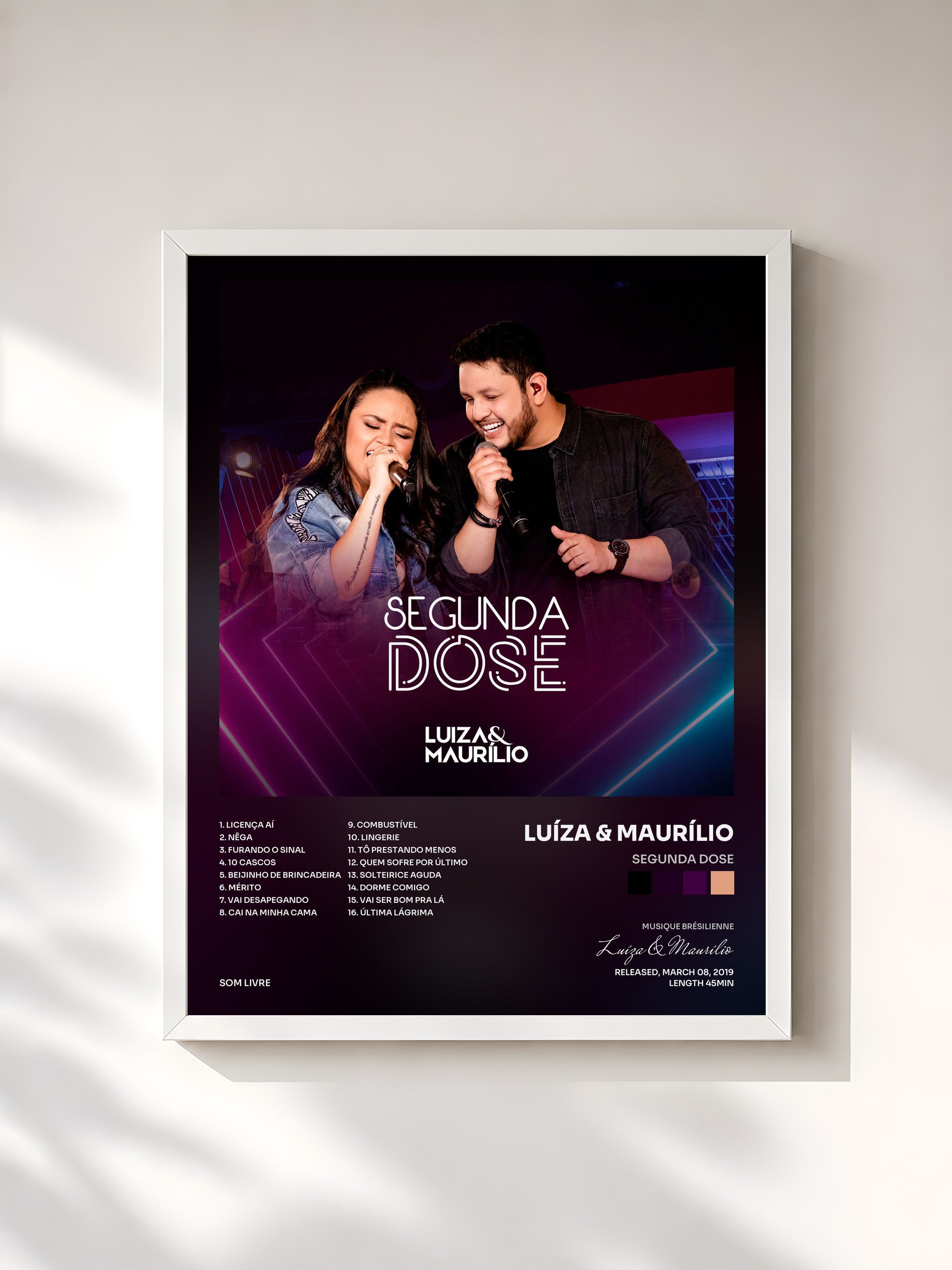 #blanc Tableau de l'album Segunda Dose de Luíza & Maurílio, cadre blanc, imprimé et encadré en France