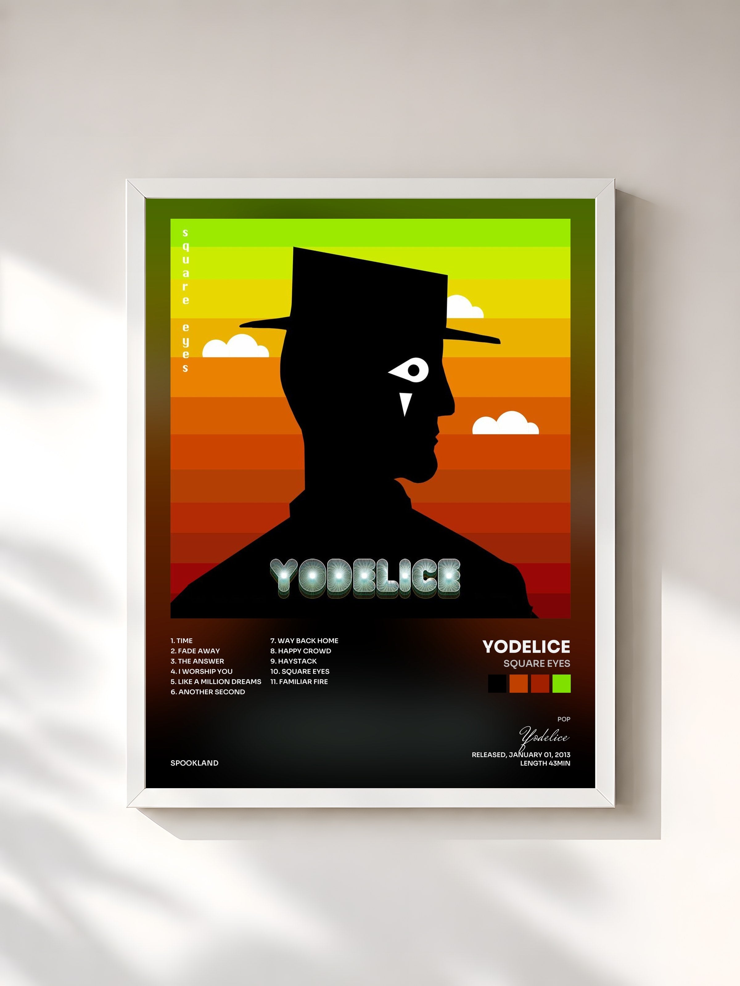 #blanc Tableau de l'album Square Eyes de Yodelice, cadre blanc, imprimé et encadré en France