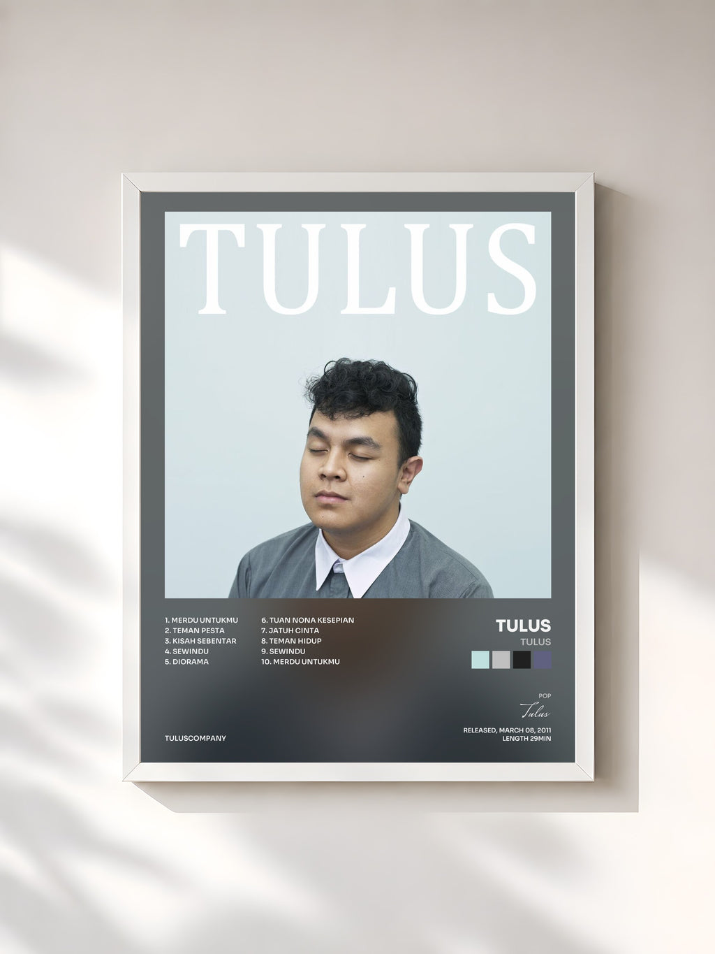#blanc Tableau de l'album Tulus de Tulus, cadre blanc, imprimé et encadré en France