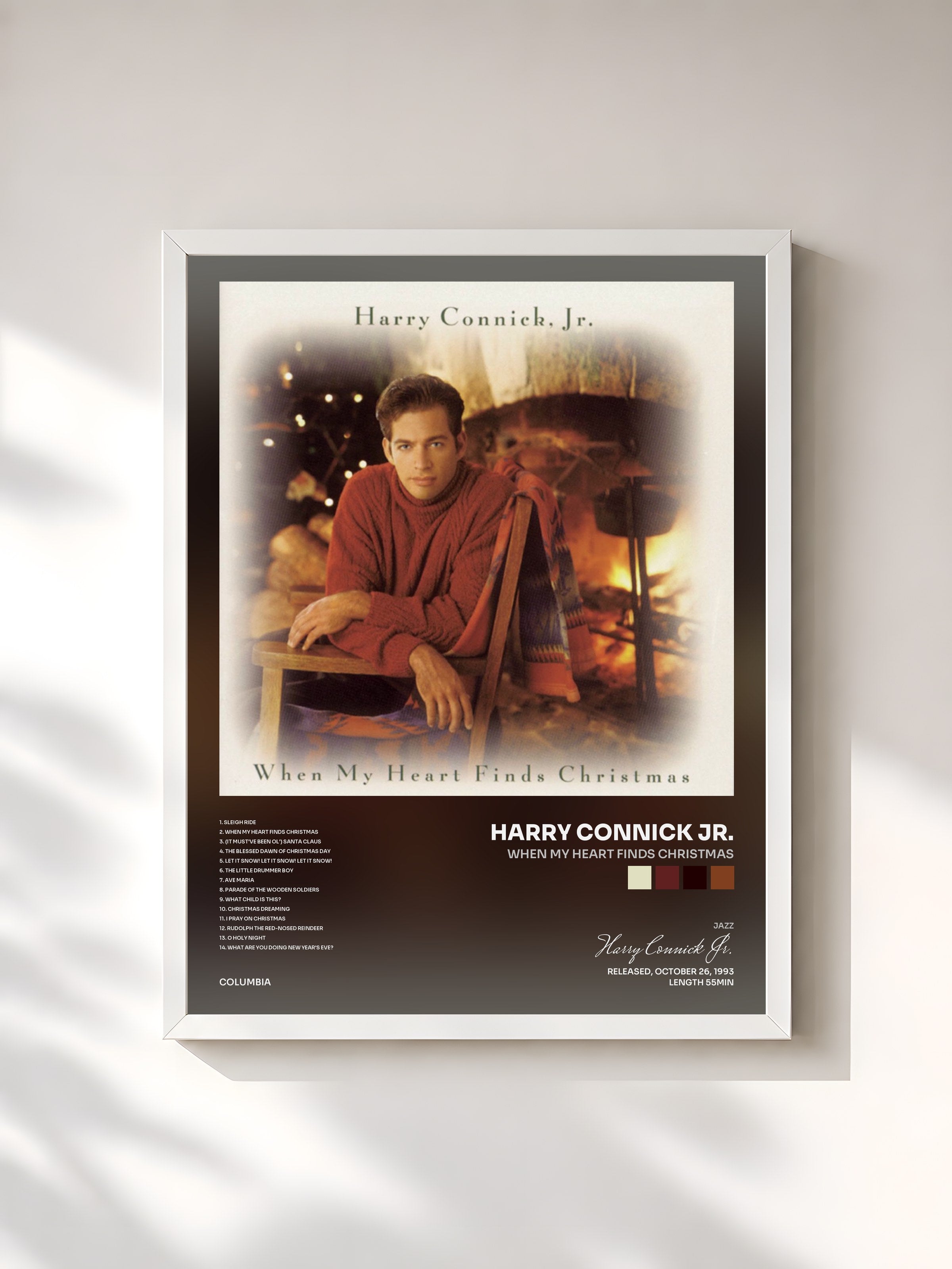 #blanc Tableau de l'album When My Heart Finds Christmas de Harry Connick Jr., cadre blanc, imprimé et encadré en France