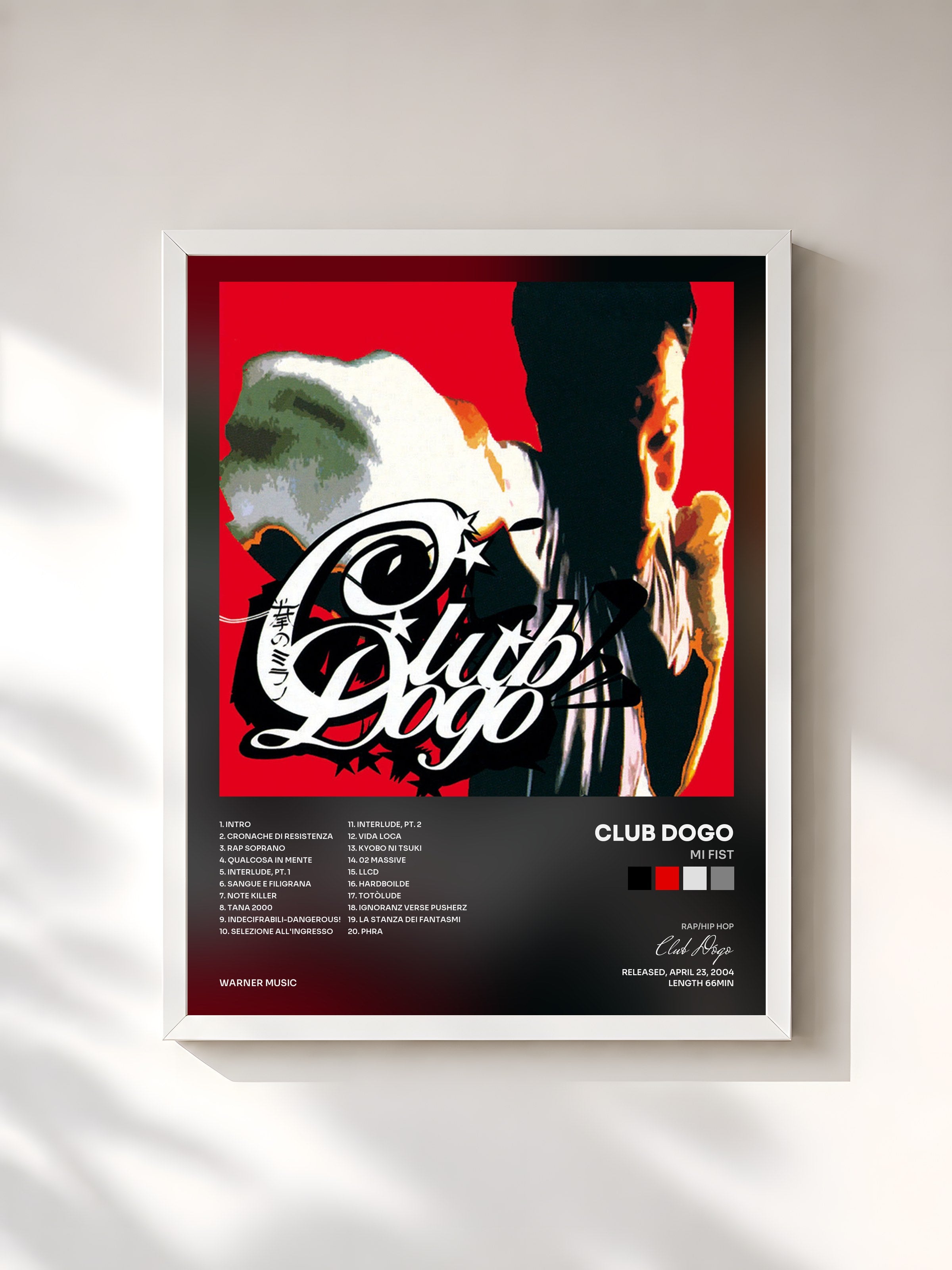 #blanc Tableau de l'album MI Fist de Club Dogo, cadre blanc, imprimé et encadré en France