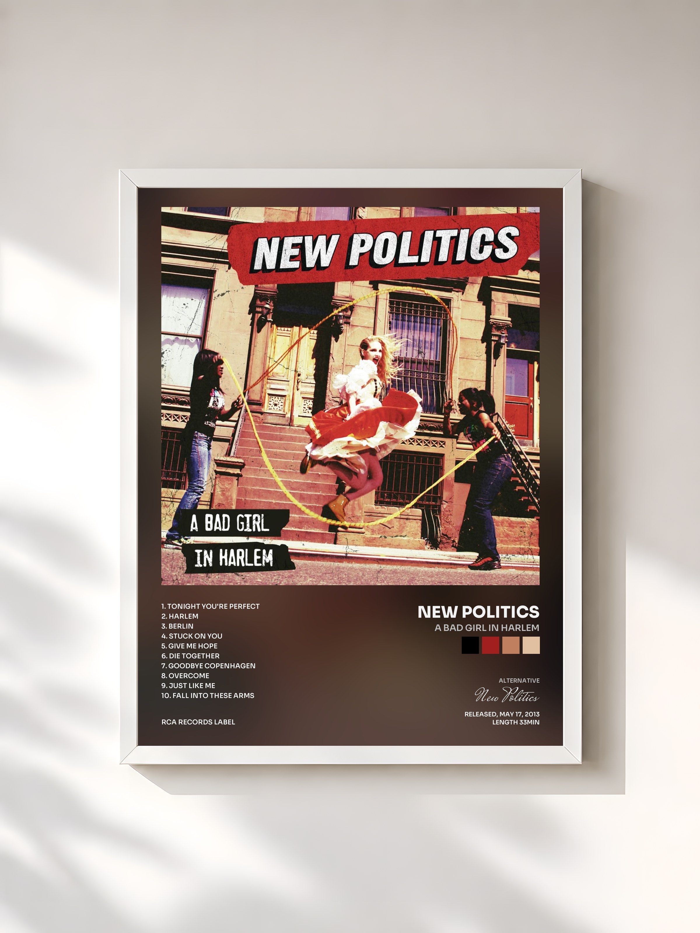 #blanc Tableau de l'album A Bad Girl In Harlem de New Politics, cadre blanc, imprimé et encadré en France