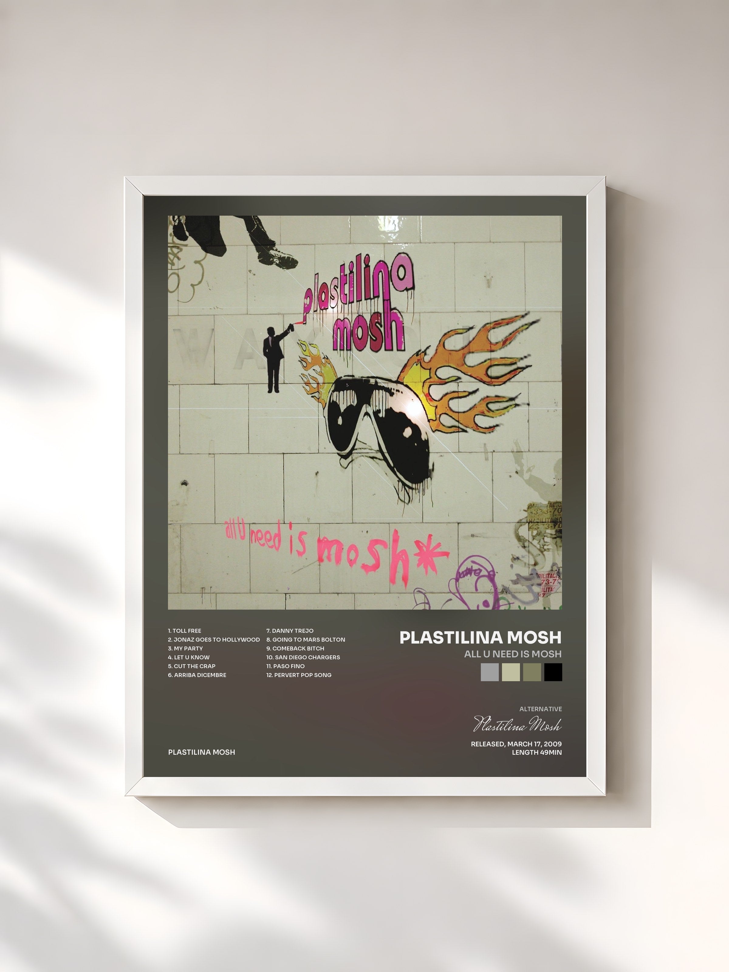 #blanc Tableau de l'album All U Need Is Mosh de Plastilina Mosh, cadre blanc, imprimé et encadré en France