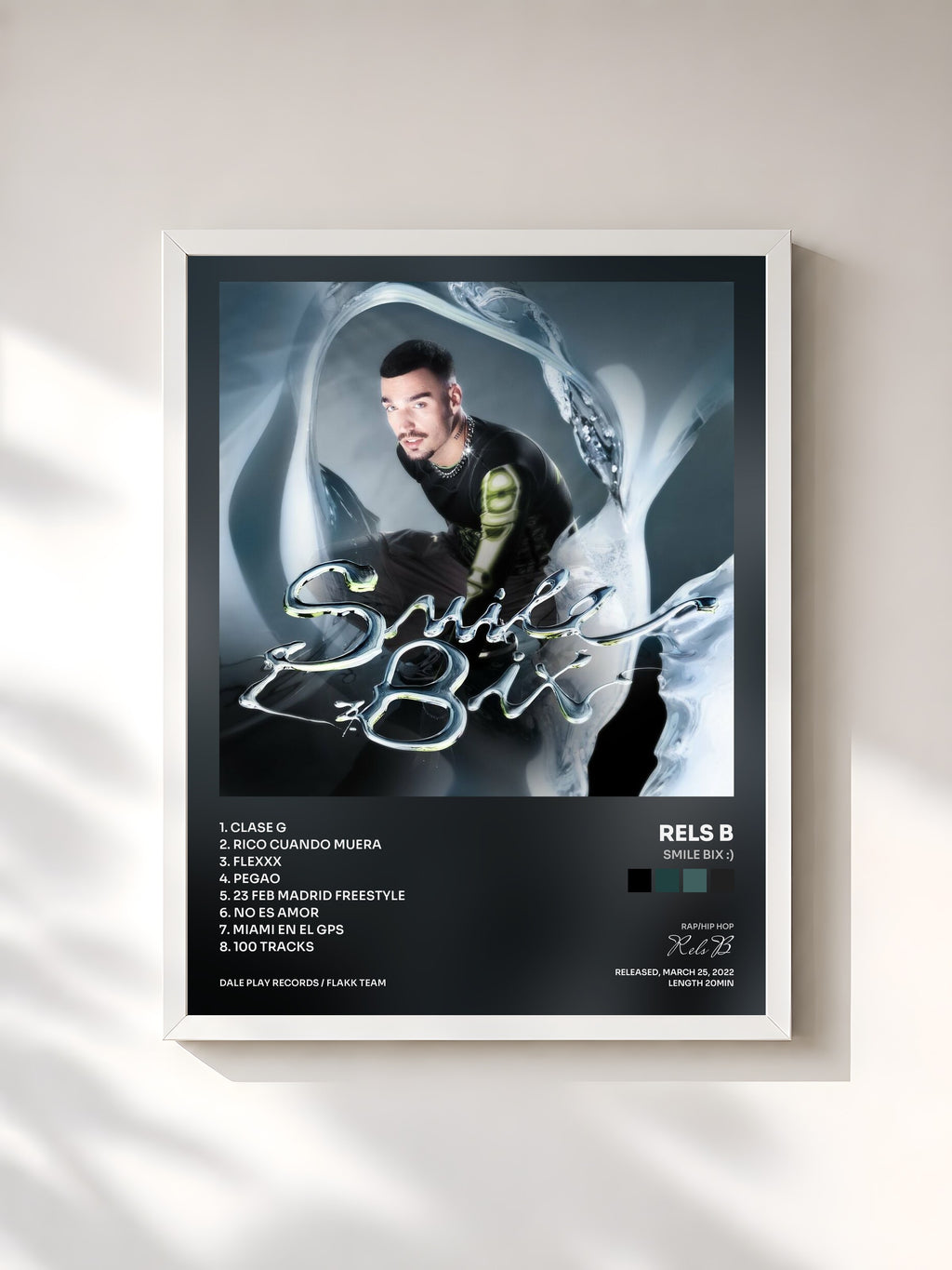 #blanc Tableau de l'album SMILE BIX :) de Rels B, cadre blanc, imprimé et encadré en France