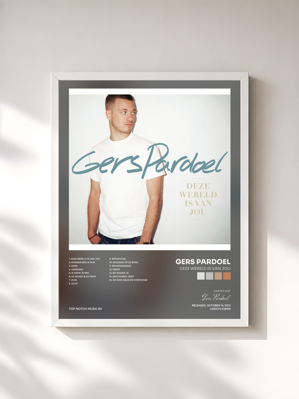 #blanc Tableau de l'album Deze Wereld Is Van Jou de Gers Pardoel, cadre blanc, imprimé et encadré en France