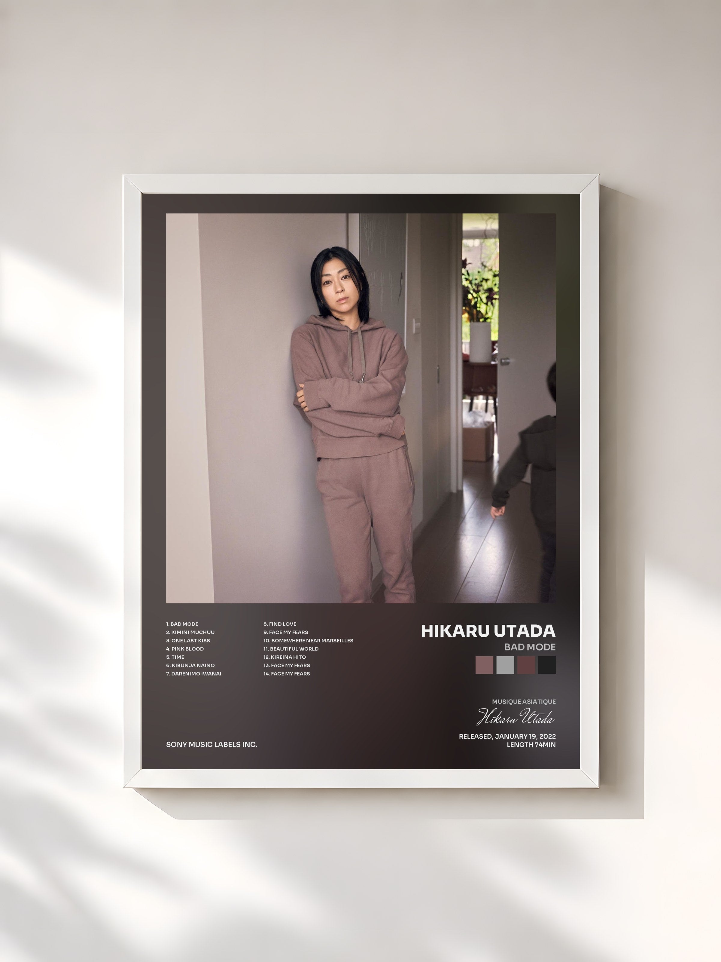 #blanc Tableau de l'album BAD MODE de Hikaru Utada, cadre blanc, imprimé et encadré en France