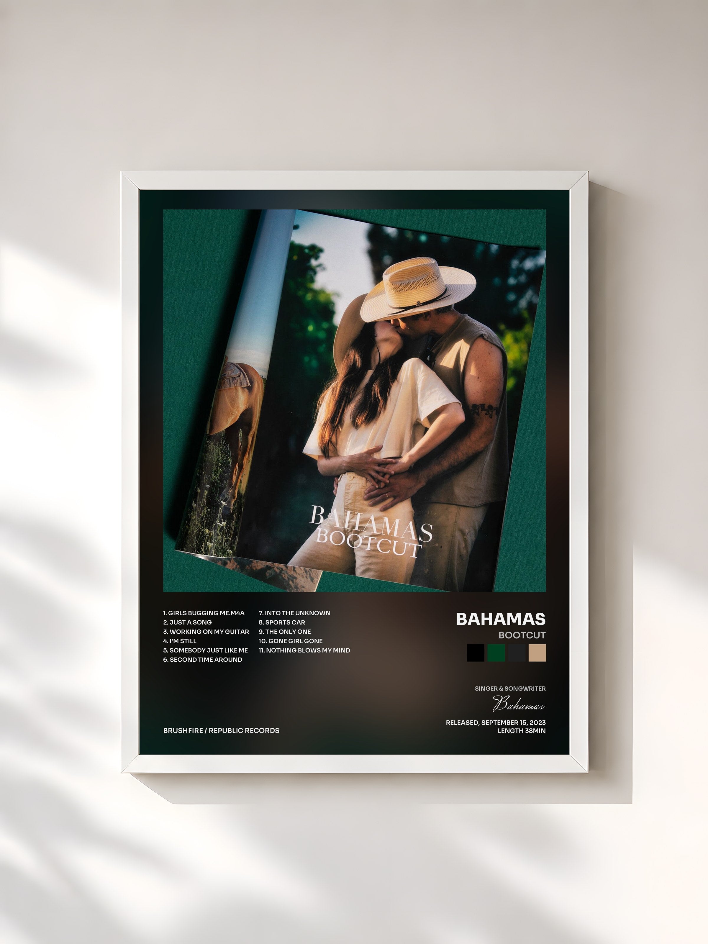 #blanc Tableau de l'album BOOTCUT de Bahamas, cadre blanc, imprimé et encadré en France