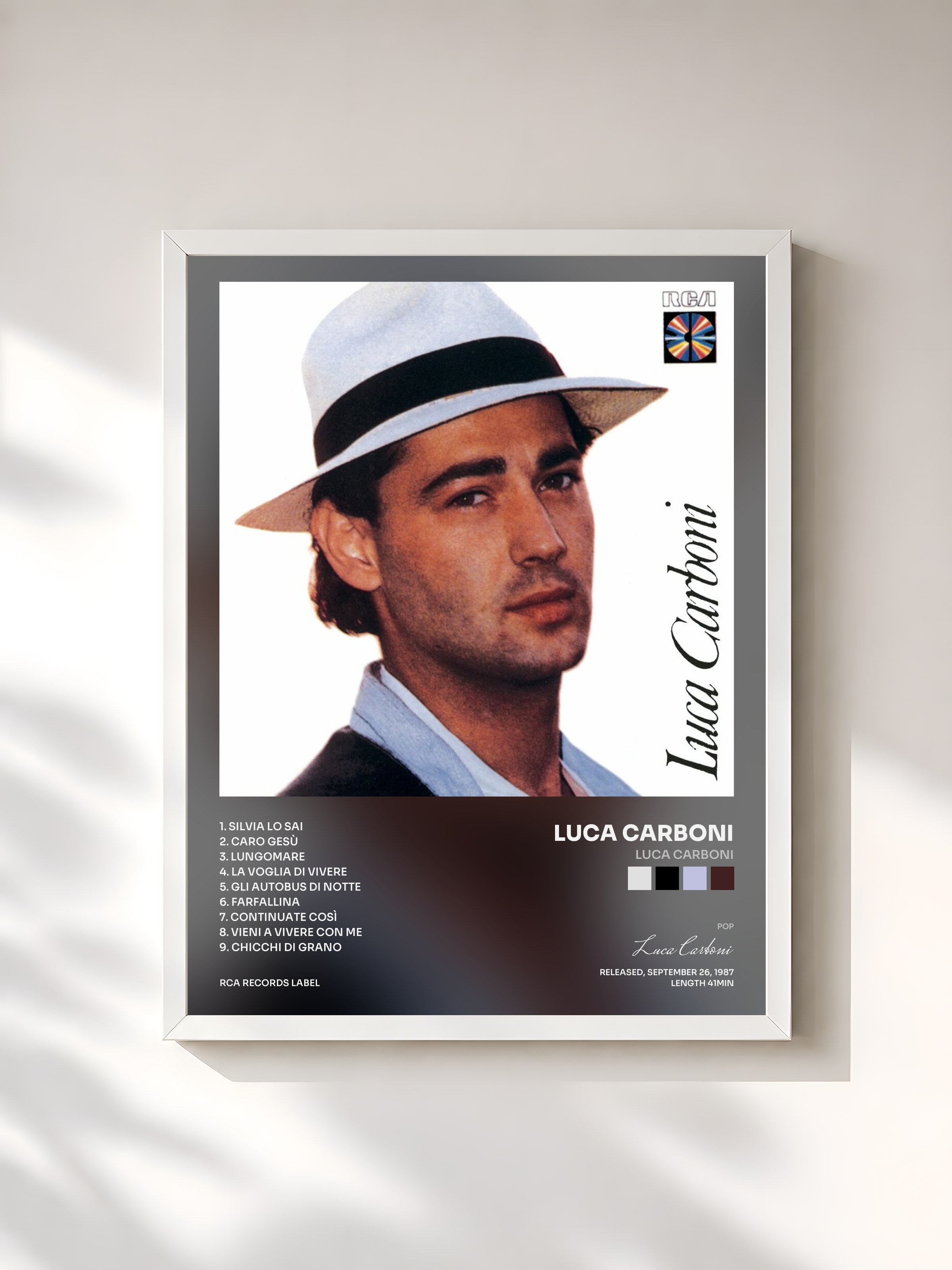 #blanc Tableau de l'album Luca Carboni de Luca Carboni, cadre blanc, imprimé et encadré en France