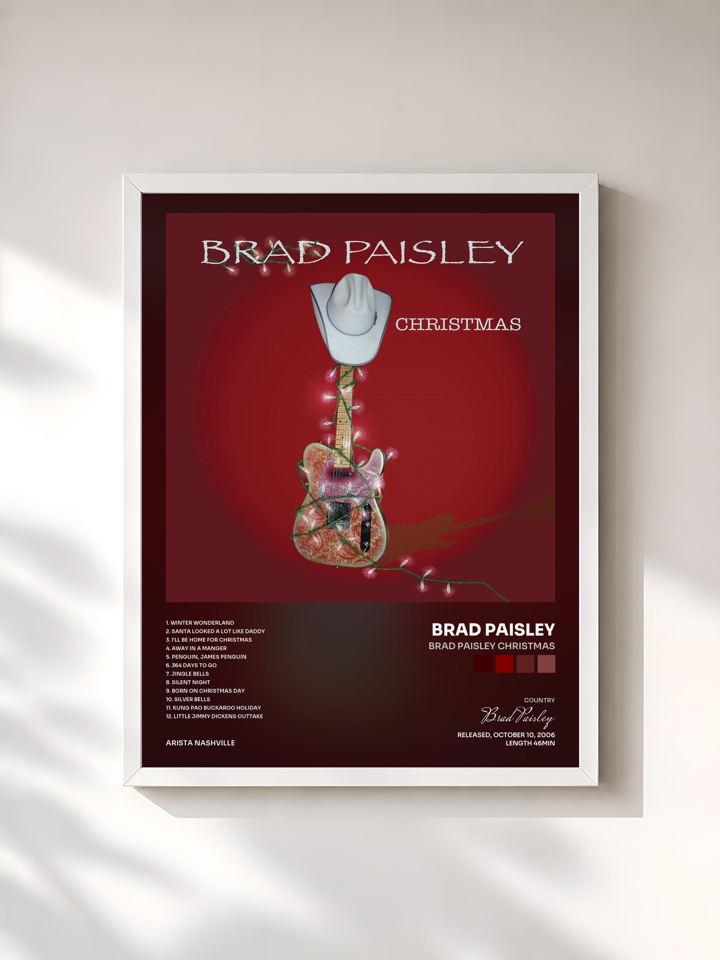#blanc Tableau de l'album Brad Paisley Christmas de Brad Paisley, cadre blanc, imprimé et encadré en France