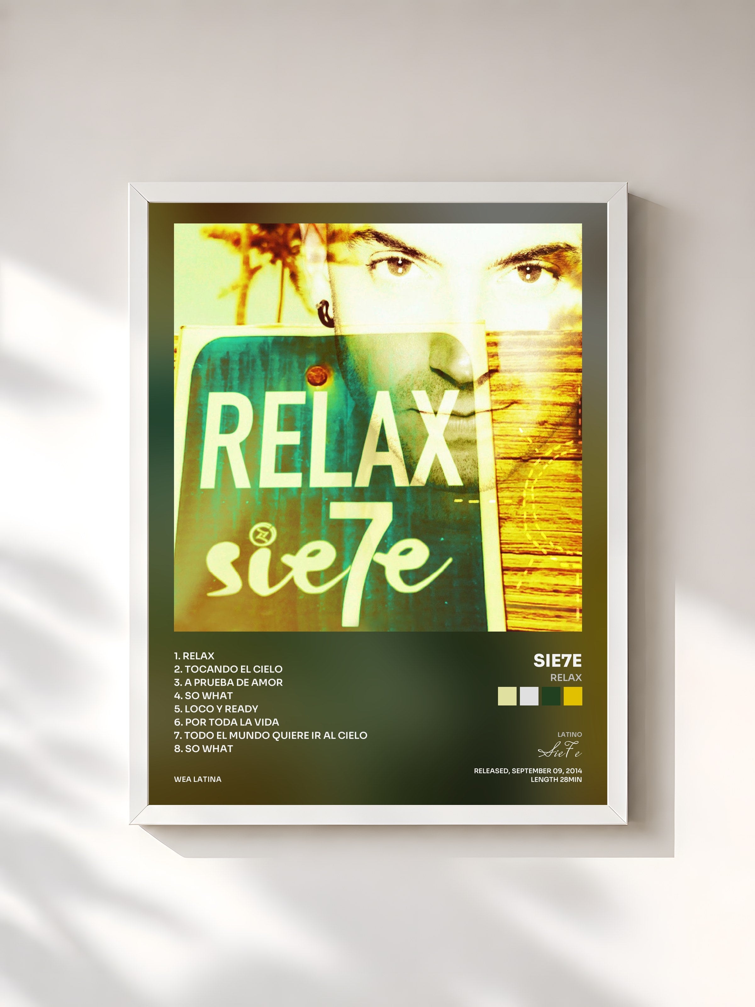 #blanc Tableau de l'album Relax de Sie7e, cadre blanc, imprimé et encadré en France