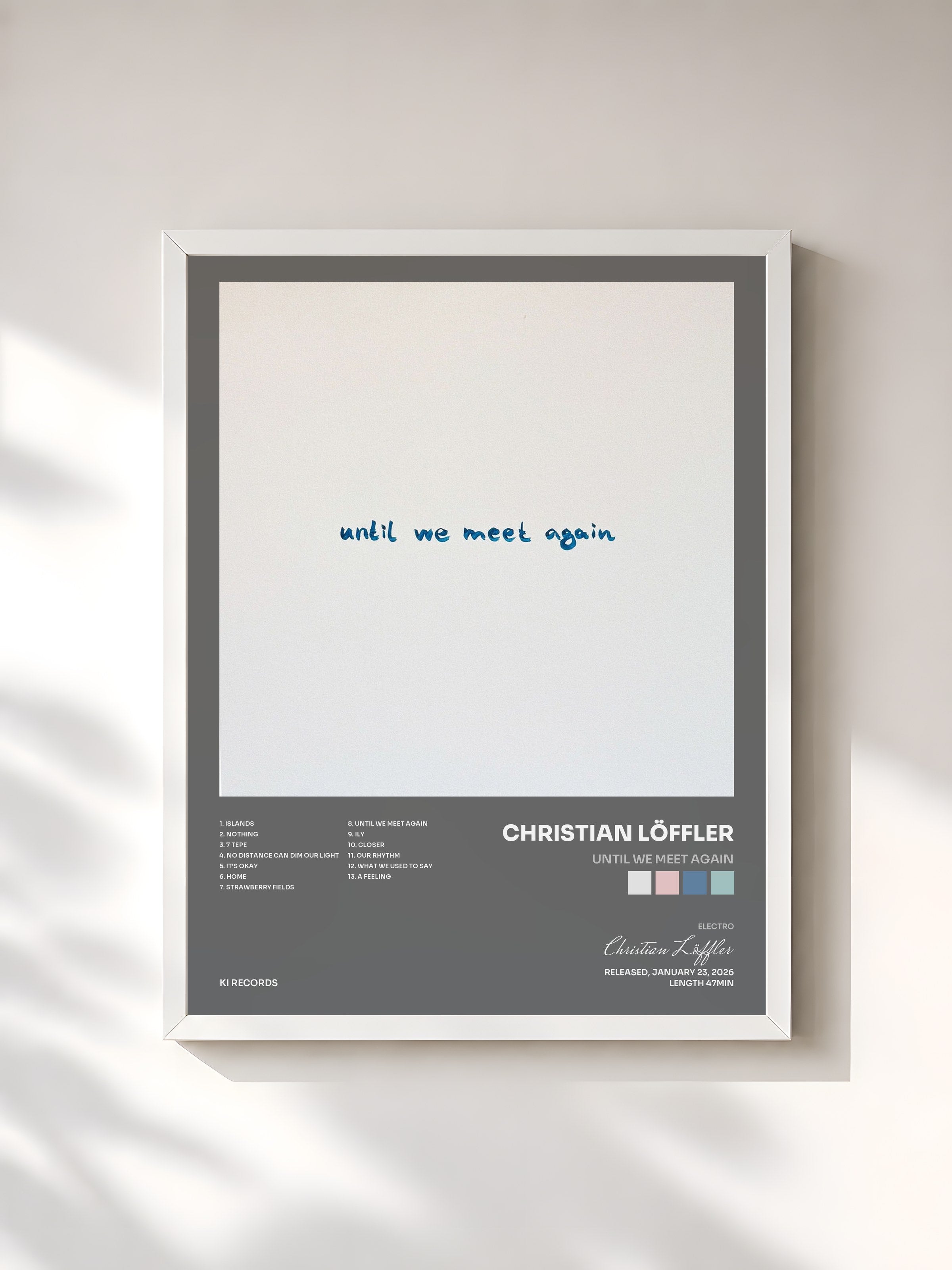 #blanc Tableau de l'album Until We Meet Again de Christian Löffler, cadre blanc, imprimé et encadré en France