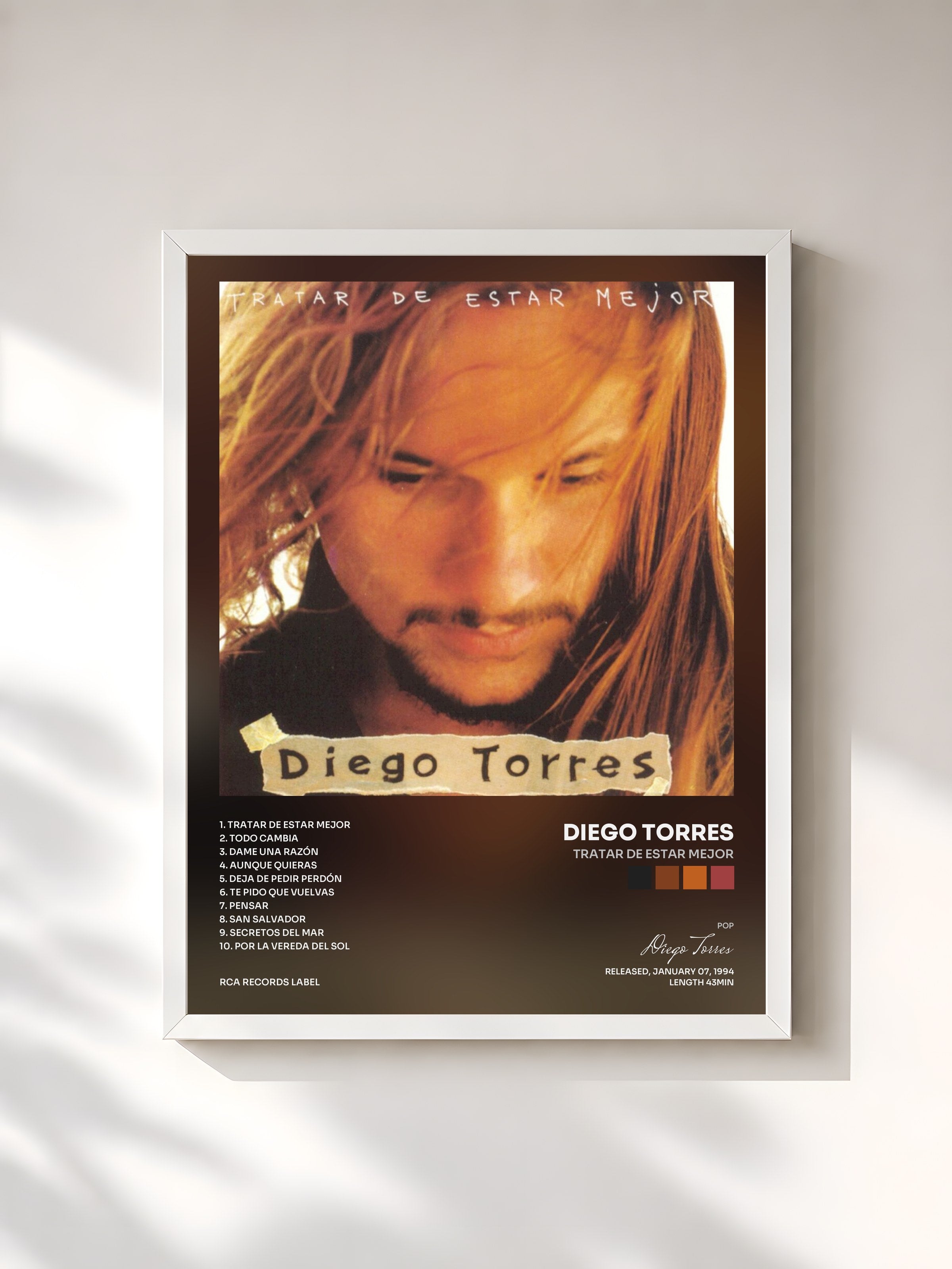 #blanc Tableau de l'album Tratar De Estar Mejor de Diego Torres, cadre blanc, imprimé et encadré en France