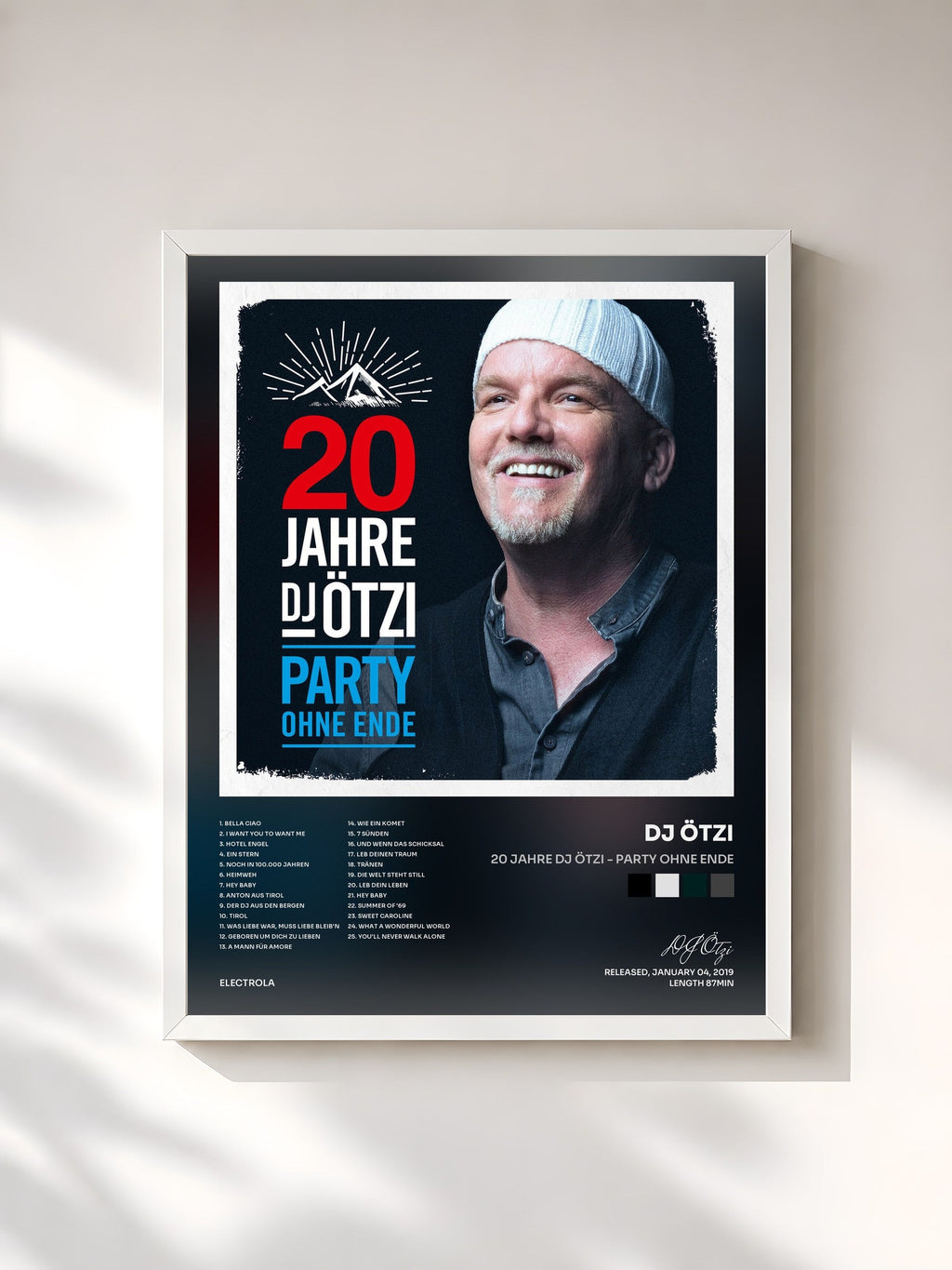 #blanc 20 Jahre DJ Ötzi - Party ohne Ende di DJ Ötzi in stampa incorniciata, cornice bianca, stampata e incorniciata in Francia