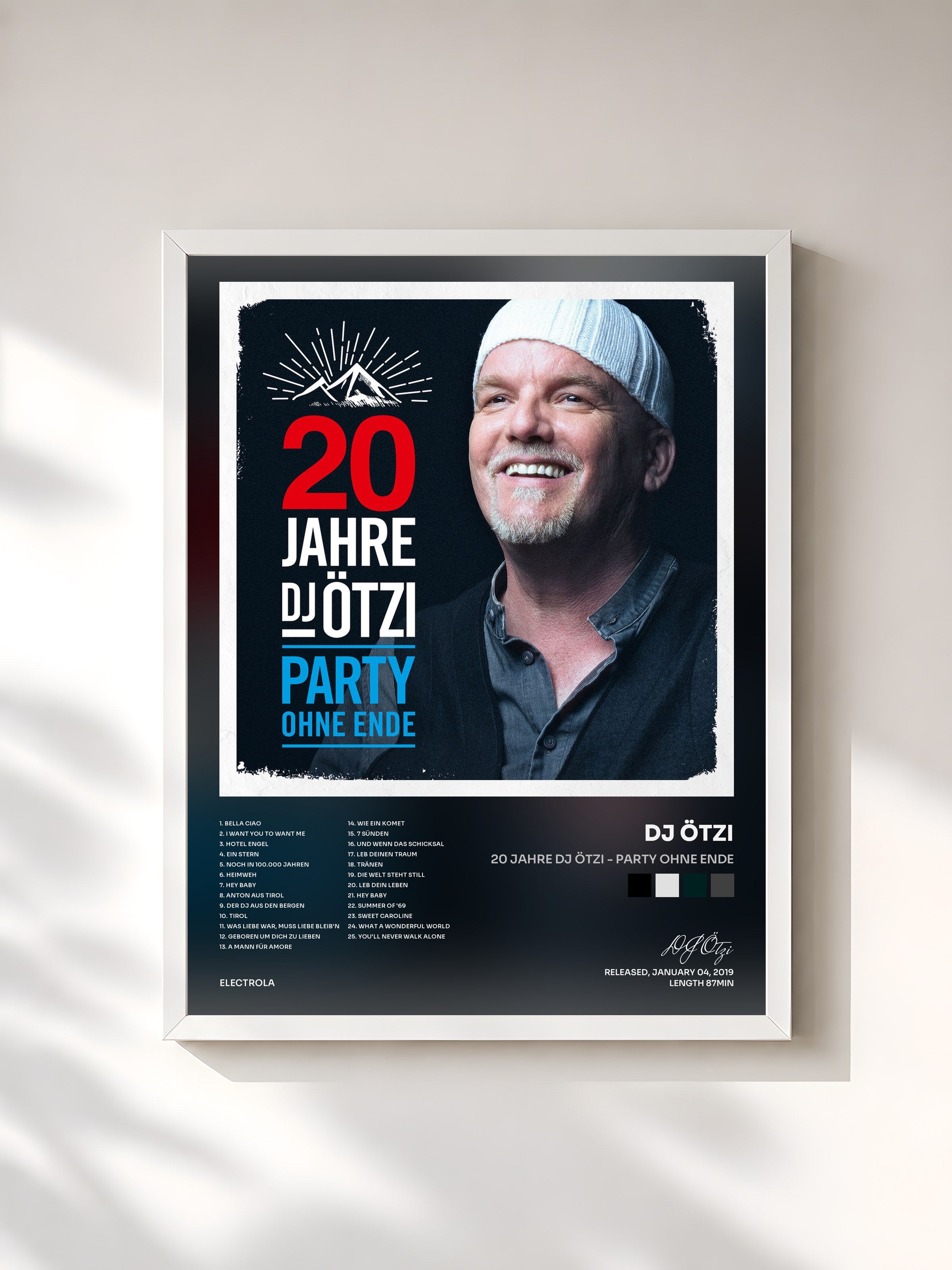 #blanc Tableau de l'album 20 Jahre DJ Ötzi - Party ohne Ende de DJ Ötzi, cadre blanc, imprimé et encadré en France