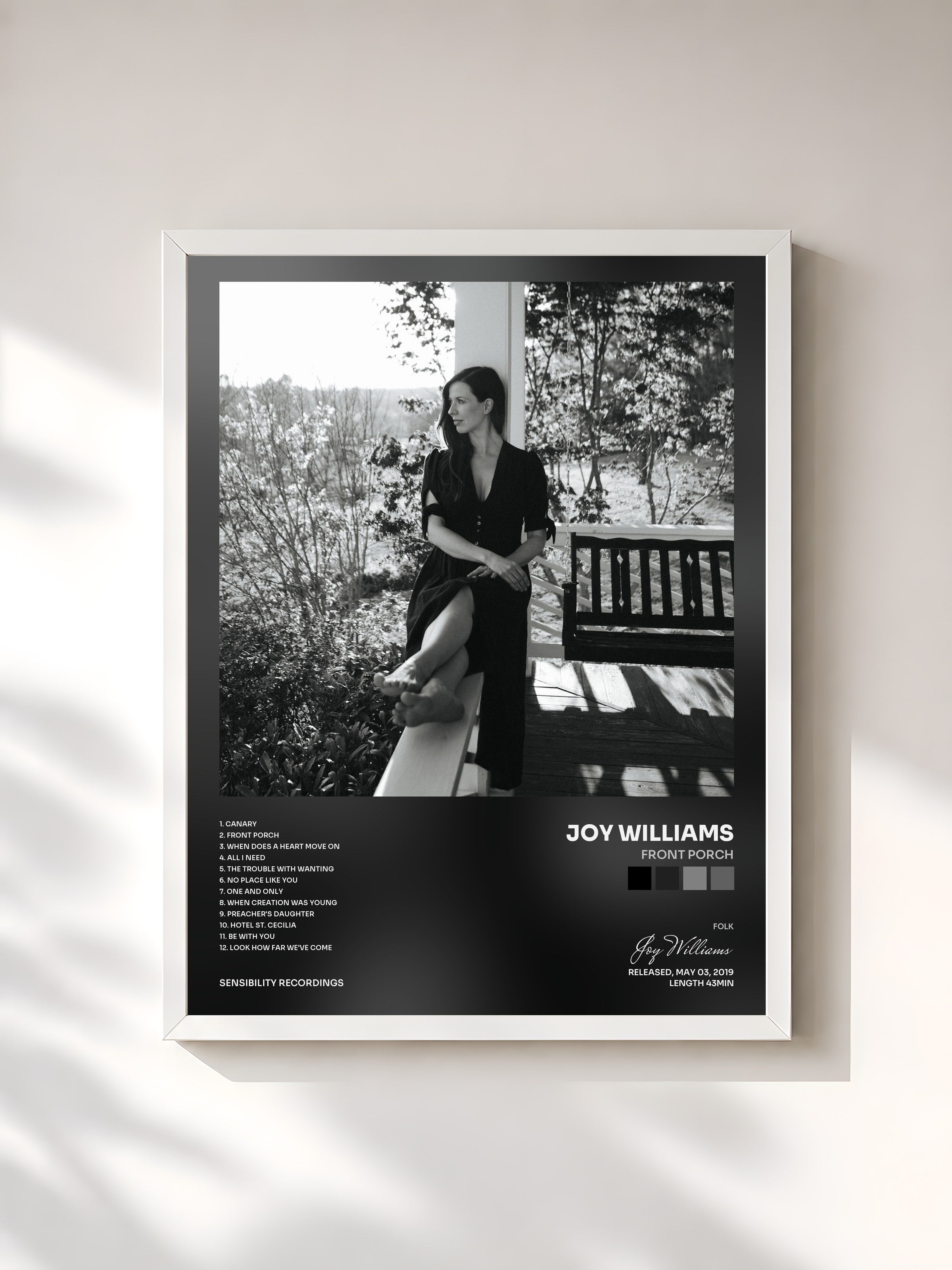 #blanc Tableau de l'album Front Porch de Joy Williams, cadre blanc, imprimé et encadré en France