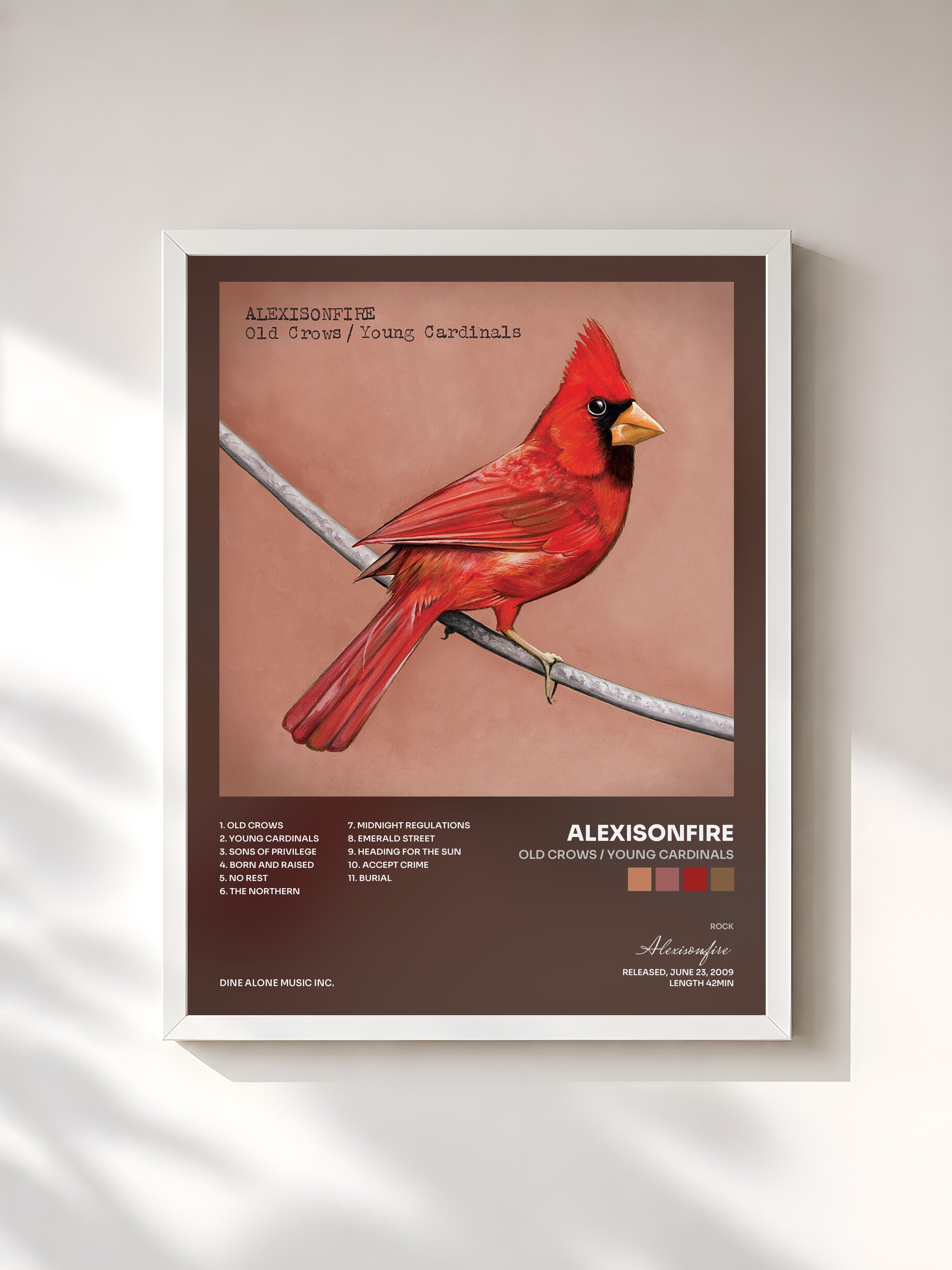 #blanc Tableau de l'album Old Crows / Young Cardinals de Alexisonfire, cadre blanc, imprimé et encadré en France