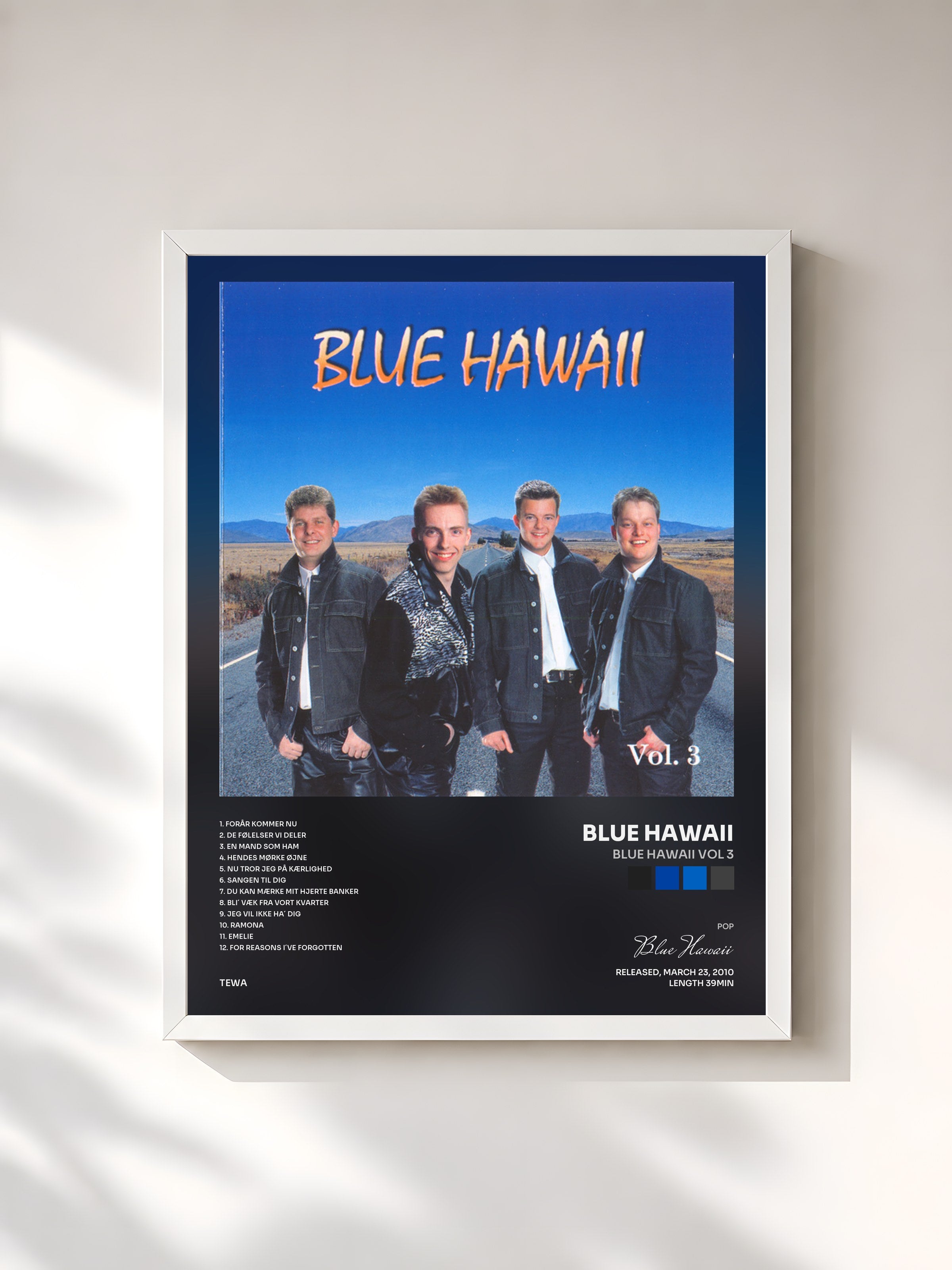 #blanc Tableau de l'album Blue Hawaii Vol 3 de Blue Hawaii, cadre blanc, imprimé et encadré en France